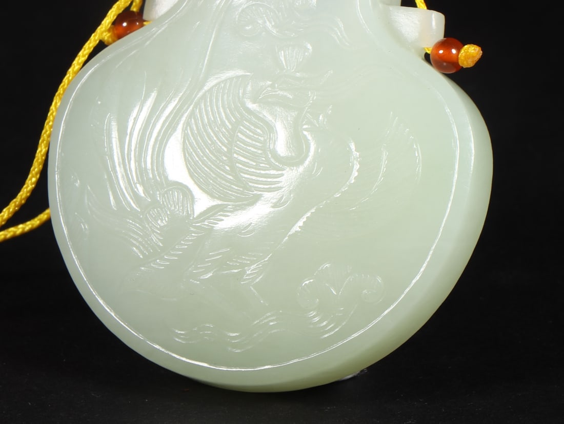 A Exquisite Hotan Jade Phoenix Pattern Sachet - 5