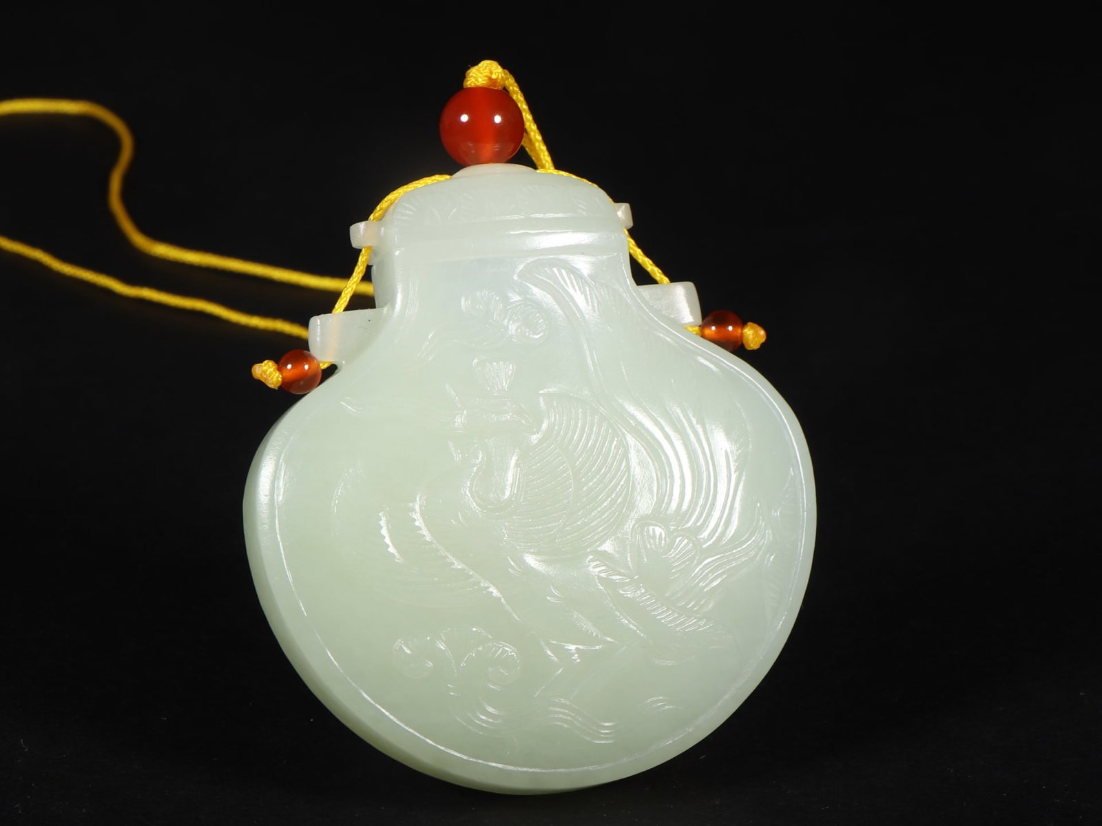 A Exquisite Hotan Jade Phoenix Pattern Sachet - 7