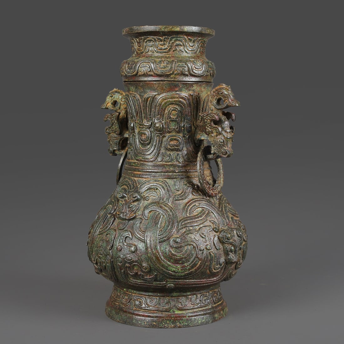 A Exquisite Bronze Dragon Pattern Vase - 4