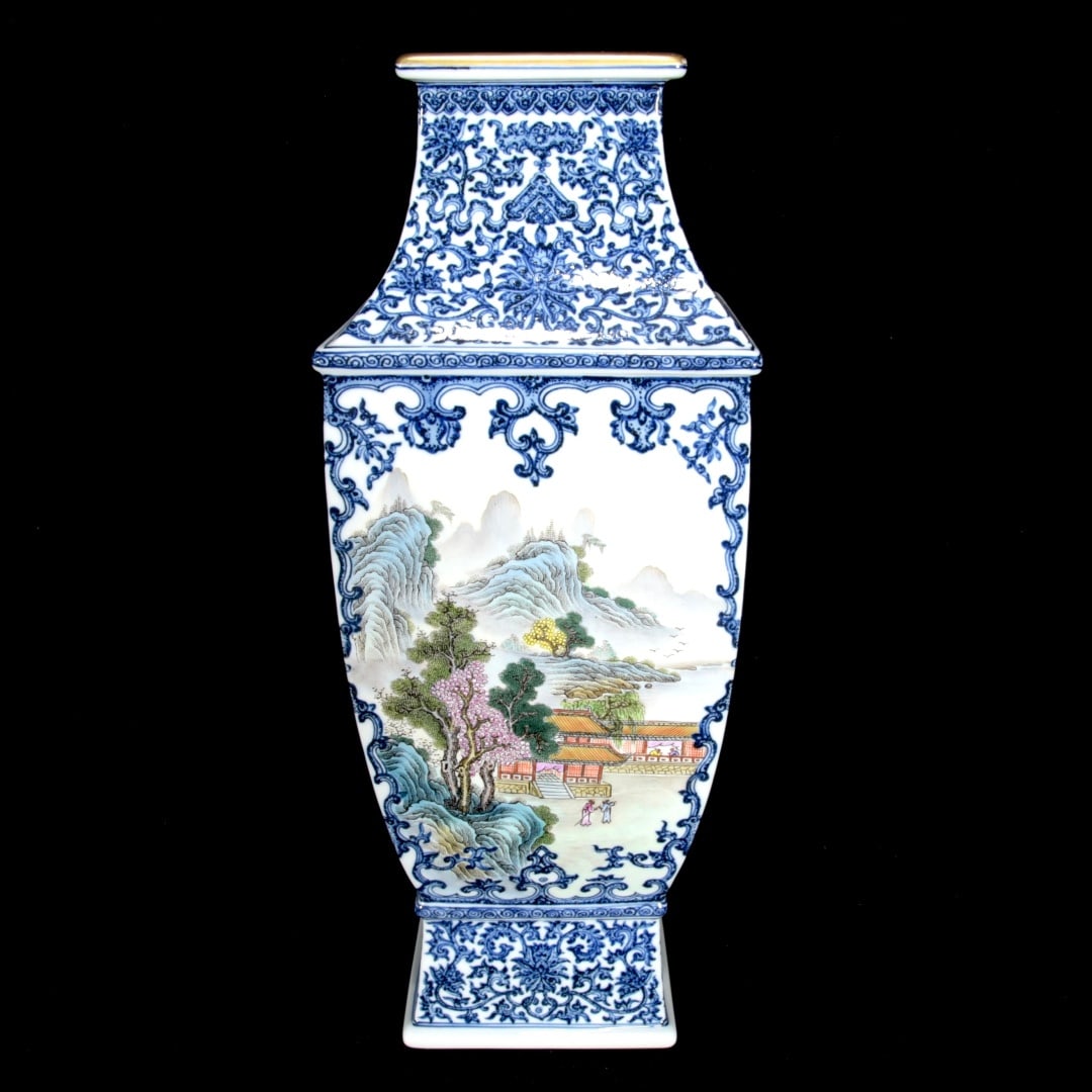 A Exquisite Blue and White Landscape Pattern Vase (1 of 9)