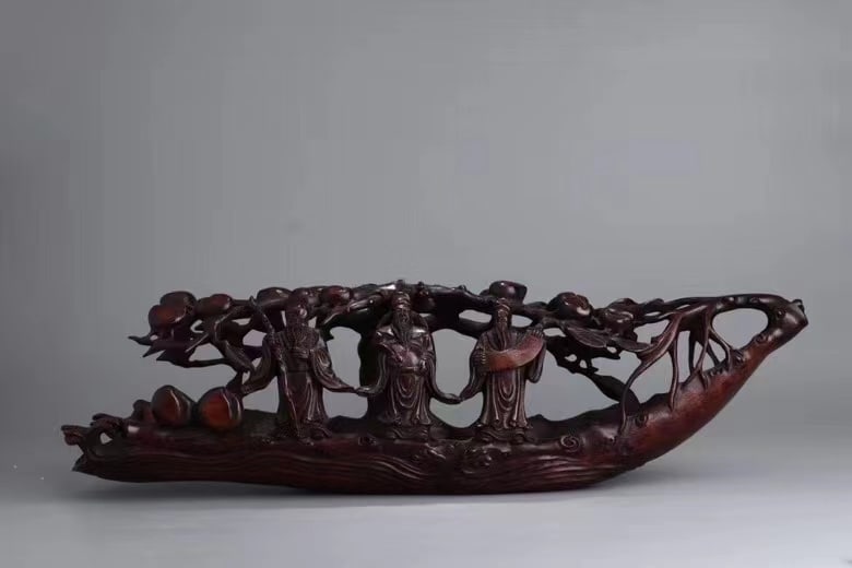 A Exquisite Bamboo Carving Boat Ornament: A Exquisite Bamboo Carving Boat Ornament,Qing Dynasty, China,With Mark,Size:21.3inx5.9inx5.9in 竹雕船摆件,中国清代,带款