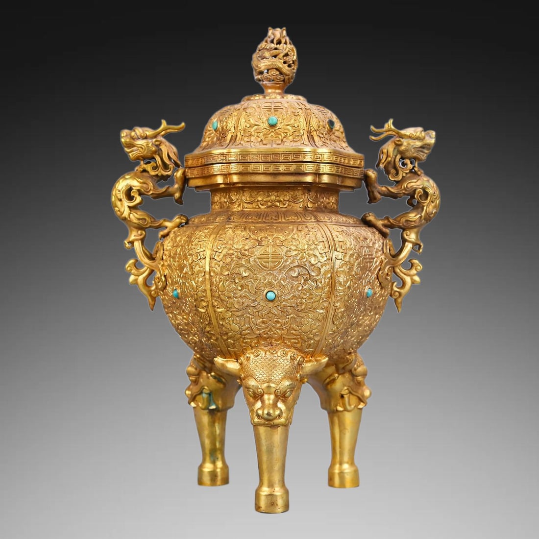 A Exquisite Gilt Bronze Double-Ears and Tripod Robin (1 of 10)