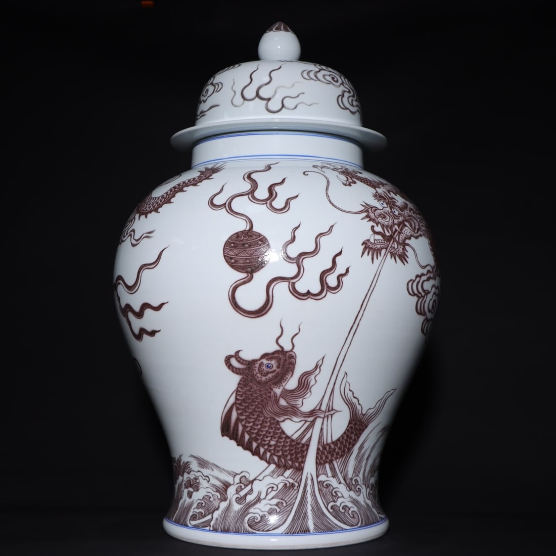 A Exquisite Underglaze-Red Dragon Pattern Jar - 4