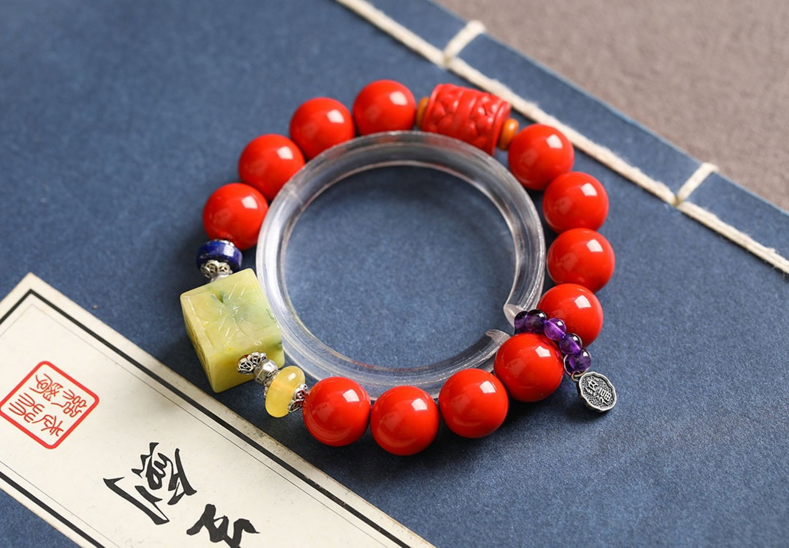An Exquisite Cinnabar Bracelets,With Beeswax - 2