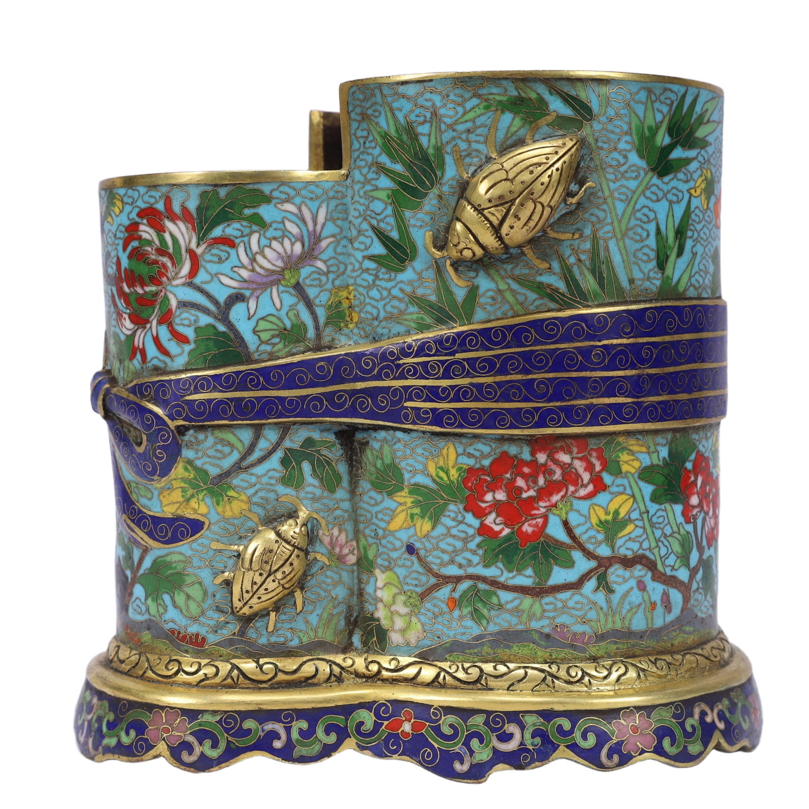 An Exquisite Cloisonne Flower and Insect Pattern Brush Pot (1 of 12)