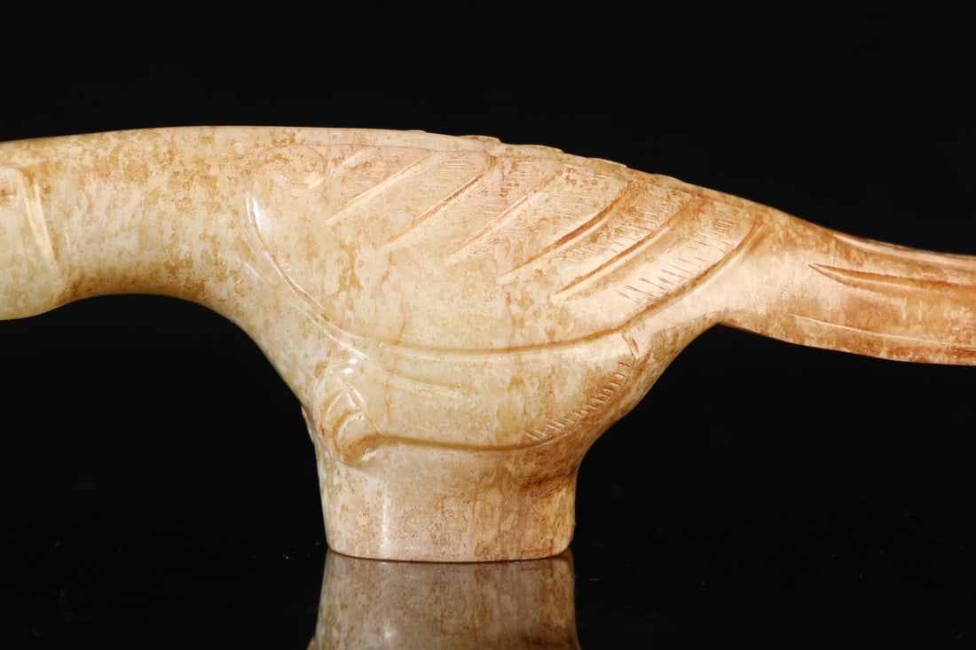 An Exquisite White Jade Bird Cane Head - 3