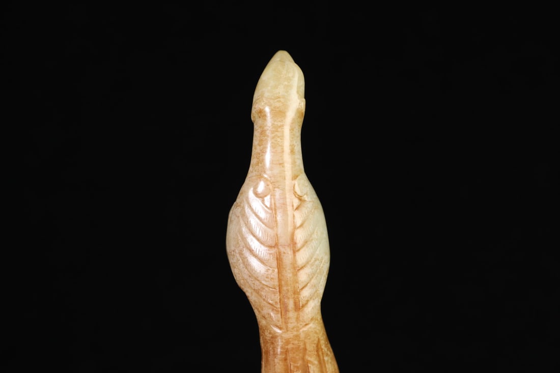 An Exquisite White Jade Bird Cane Head - 4