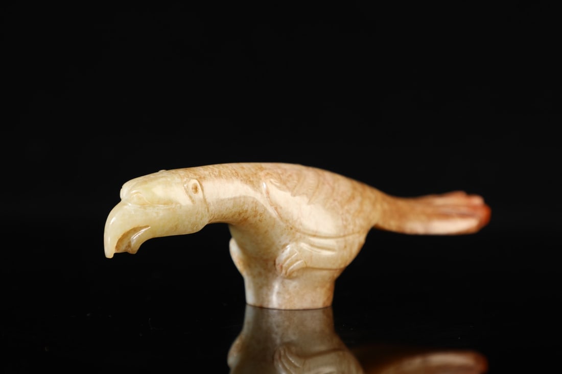 An Exquisite White Jade Bird Cane Head - 5