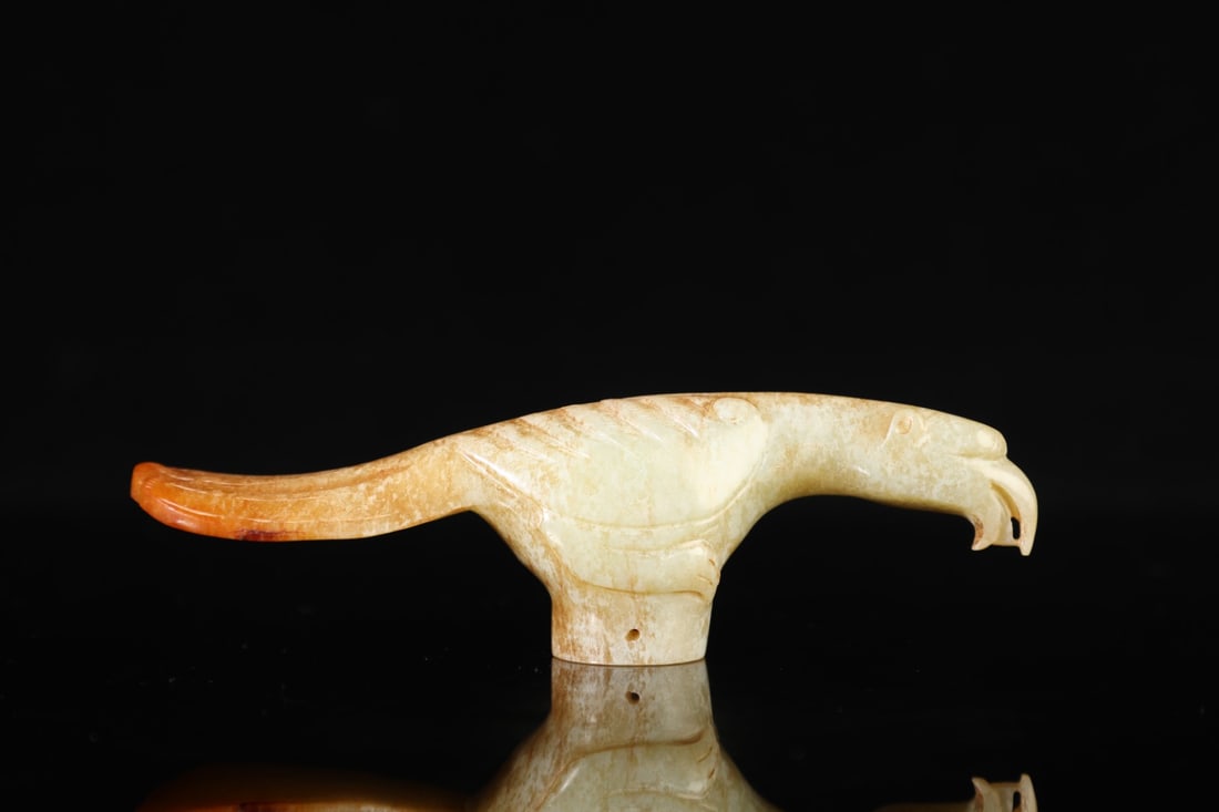 An Exquisite White Jade Bird Cane Head - 6
