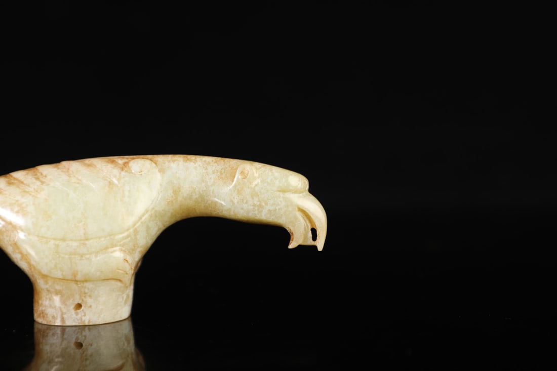 An Exquisite White Jade Bird Cane Head - 7