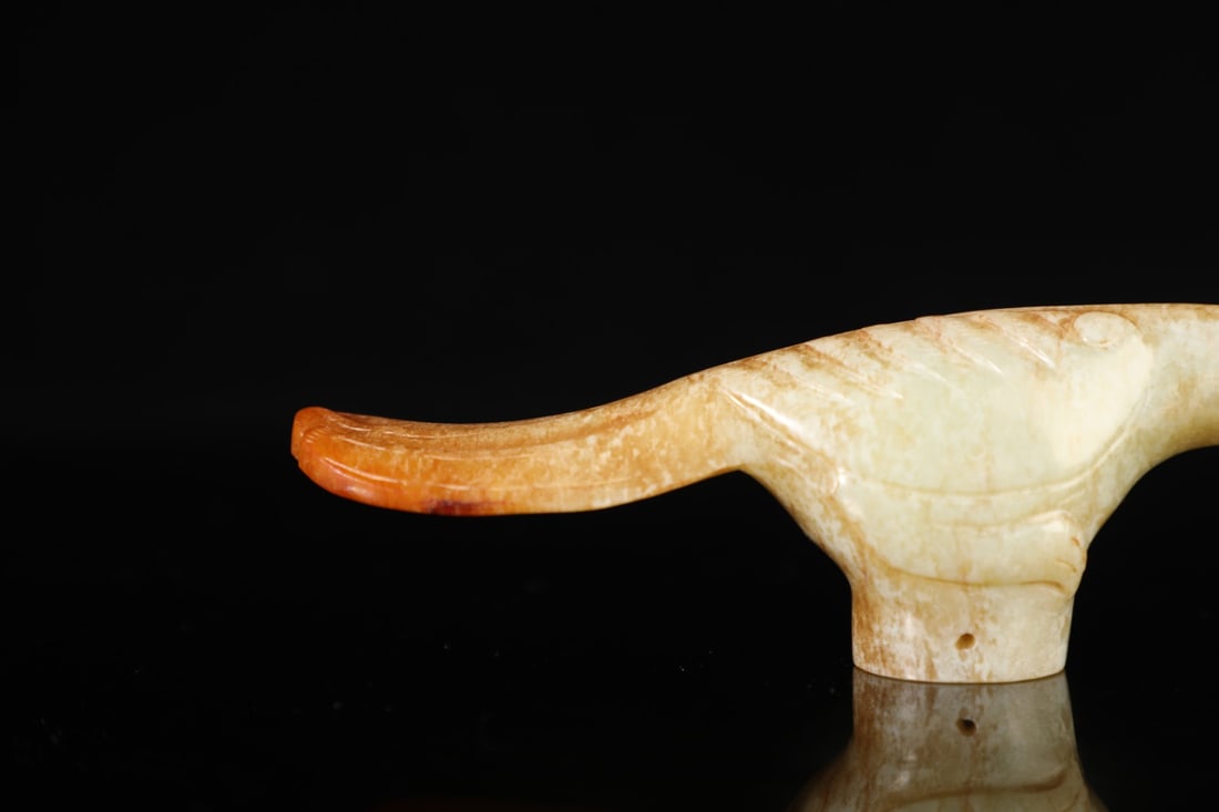 An Exquisite White Jade Bird Cane Head - 8