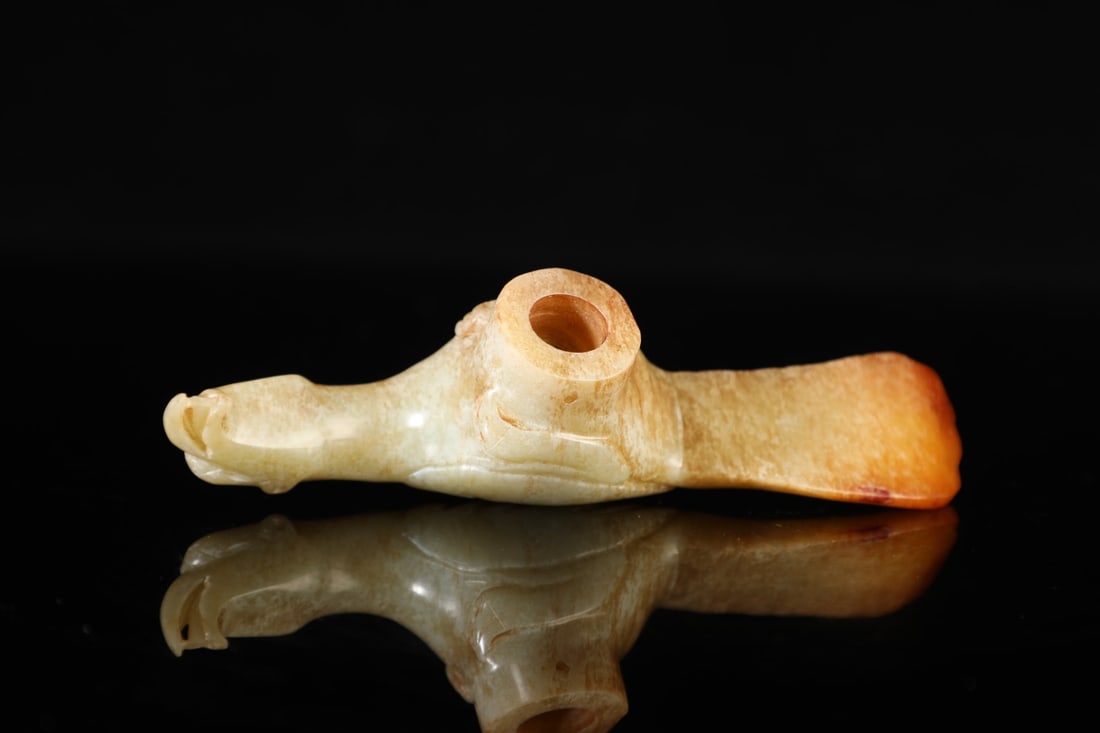 An Exquisite White Jade Bird Cane Head - 9