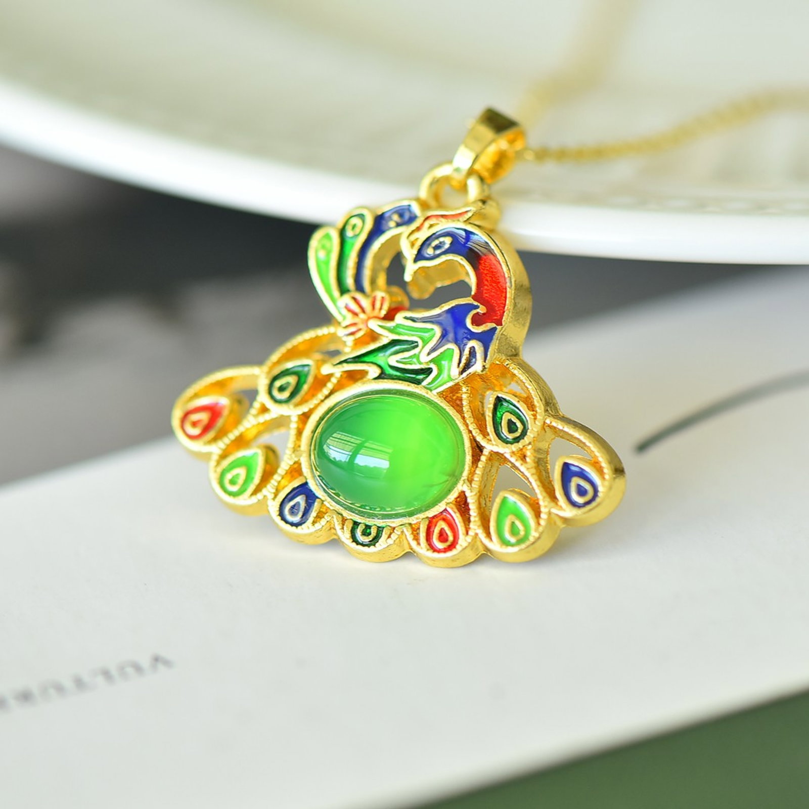 An Exquisite Enamel Peacock Pendant - 3