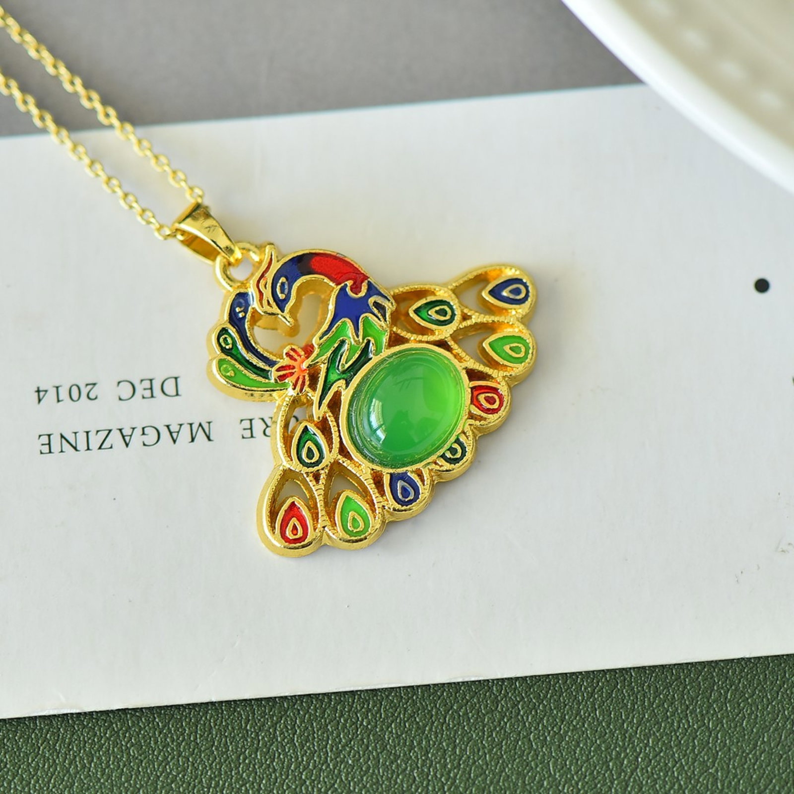 An Exquisite Enamel Peacock Pendant - 4