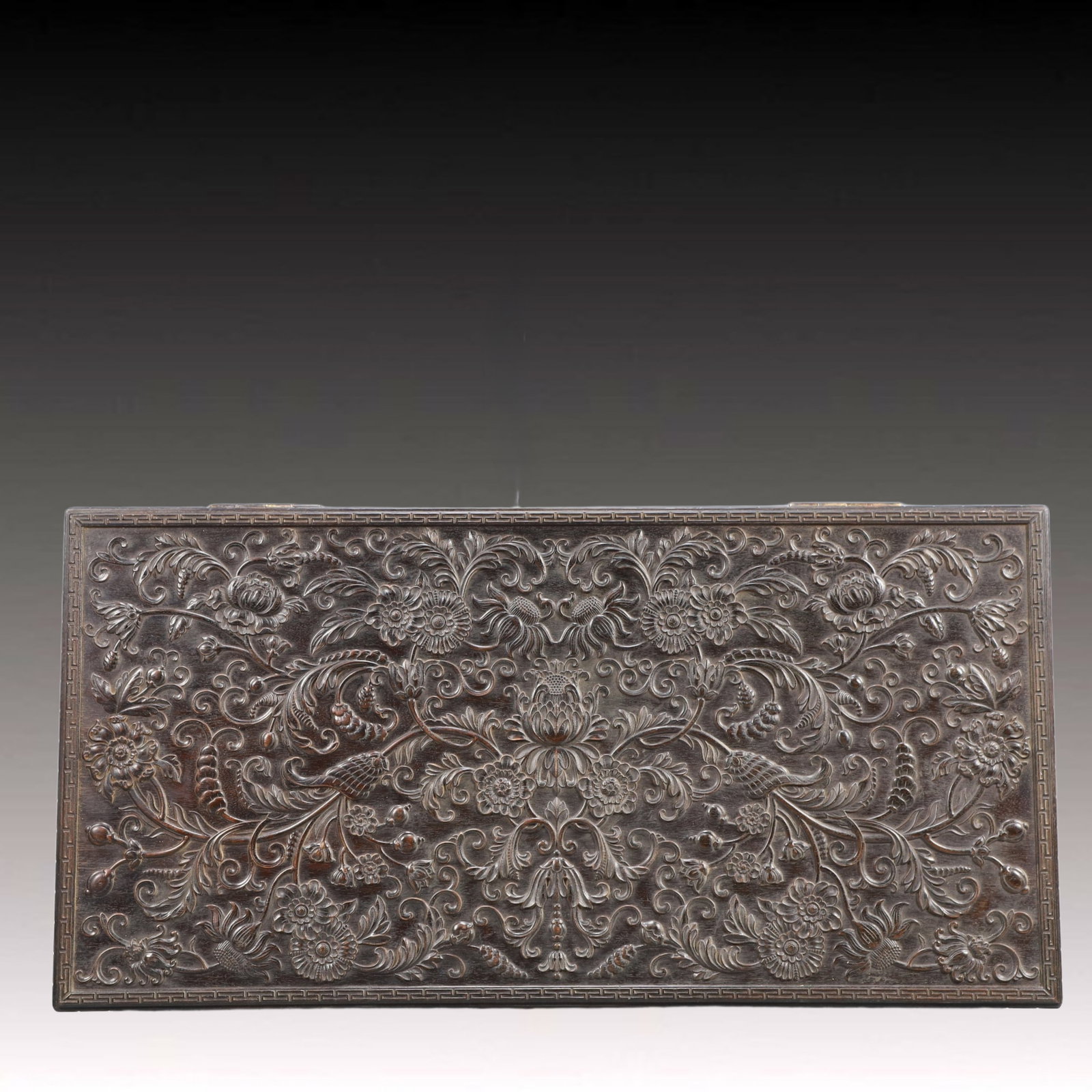 A Huge Zitanwood Lotus Pattern Box: A Huge Zitanwood Lotus Pattern Box,Qing Dynasty, China,Size:23.6inx11.8inx11.8in,Weight:7000g 紫檀木缠枝莲纹箱,中国清代