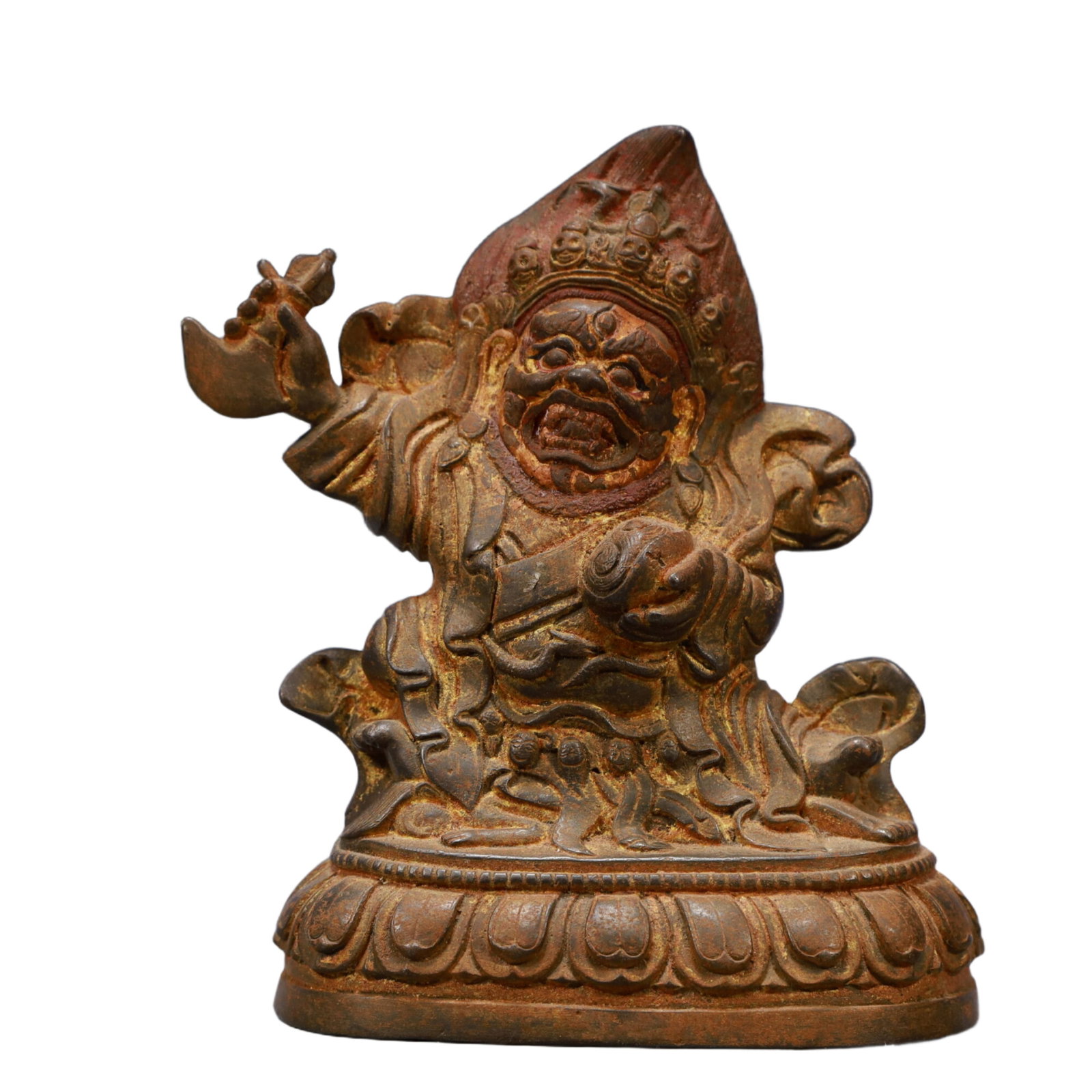 A Solemn Bronze Statue of Vajra: A Solemn Bronze Statue of Vajra,Qing Dynasty, China,Size:5.1inx2.4inx7.1inWeight:1900g 铜金刚像,中国清代