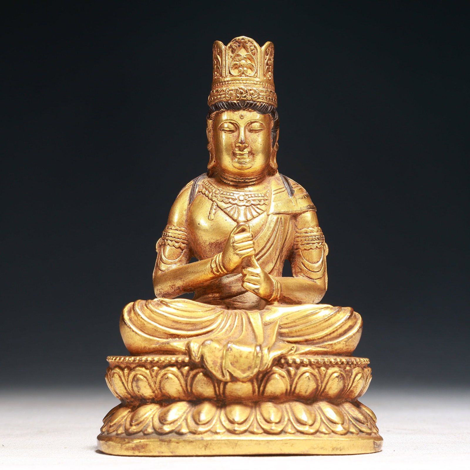 A Solemn Gilt Bronze Buddha Statue (1 of 5)