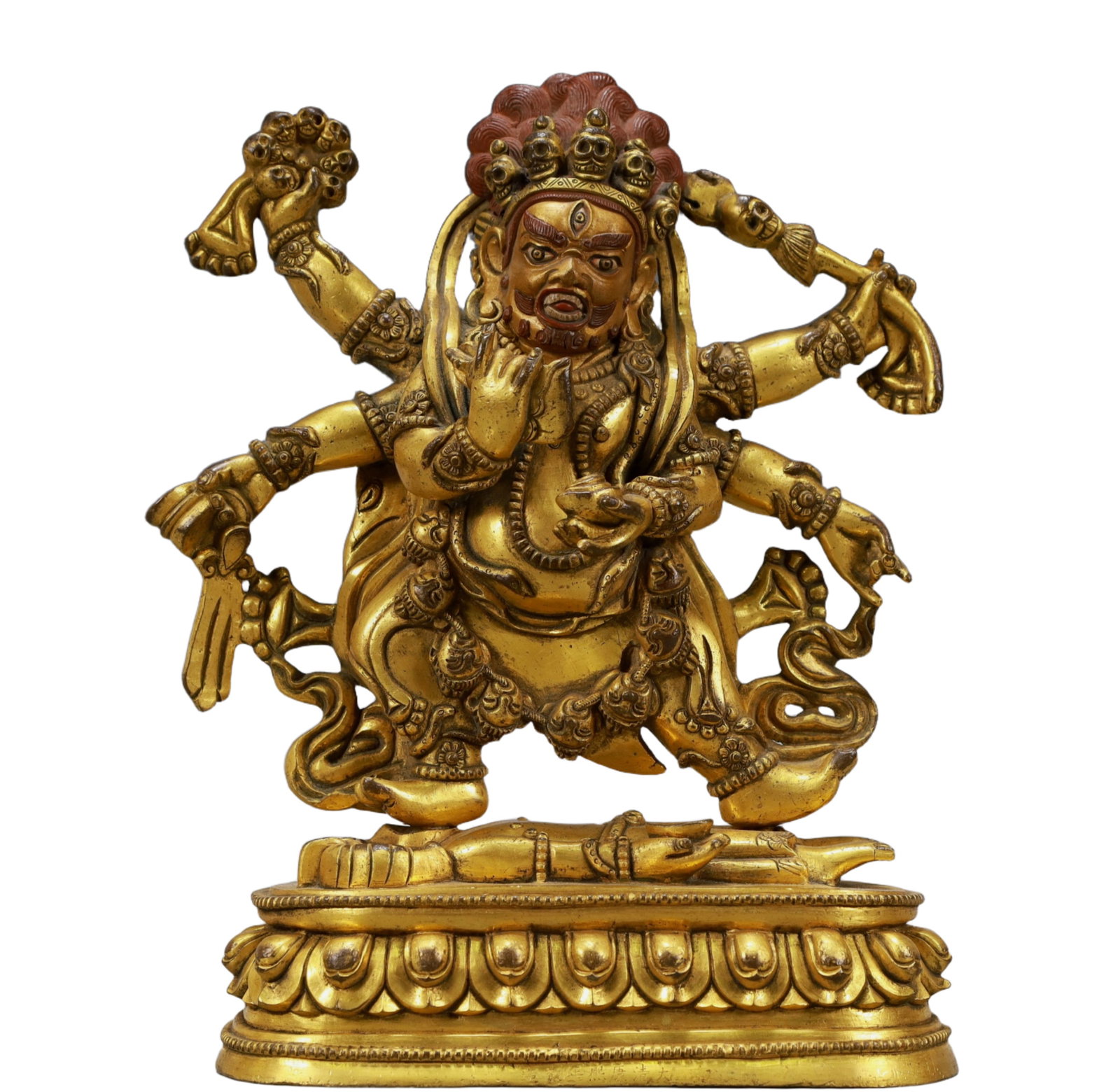 A Solemn Gilt Bronze Statue of Mammon: A Solemn Gilt Bronze Statue of Mammon,Qing Dynasty, China,Kangxi Seven-character Mark,Size:7.1inx3.1inx9.8in,Weight:3900g 铜鎏金财神像,中国清É