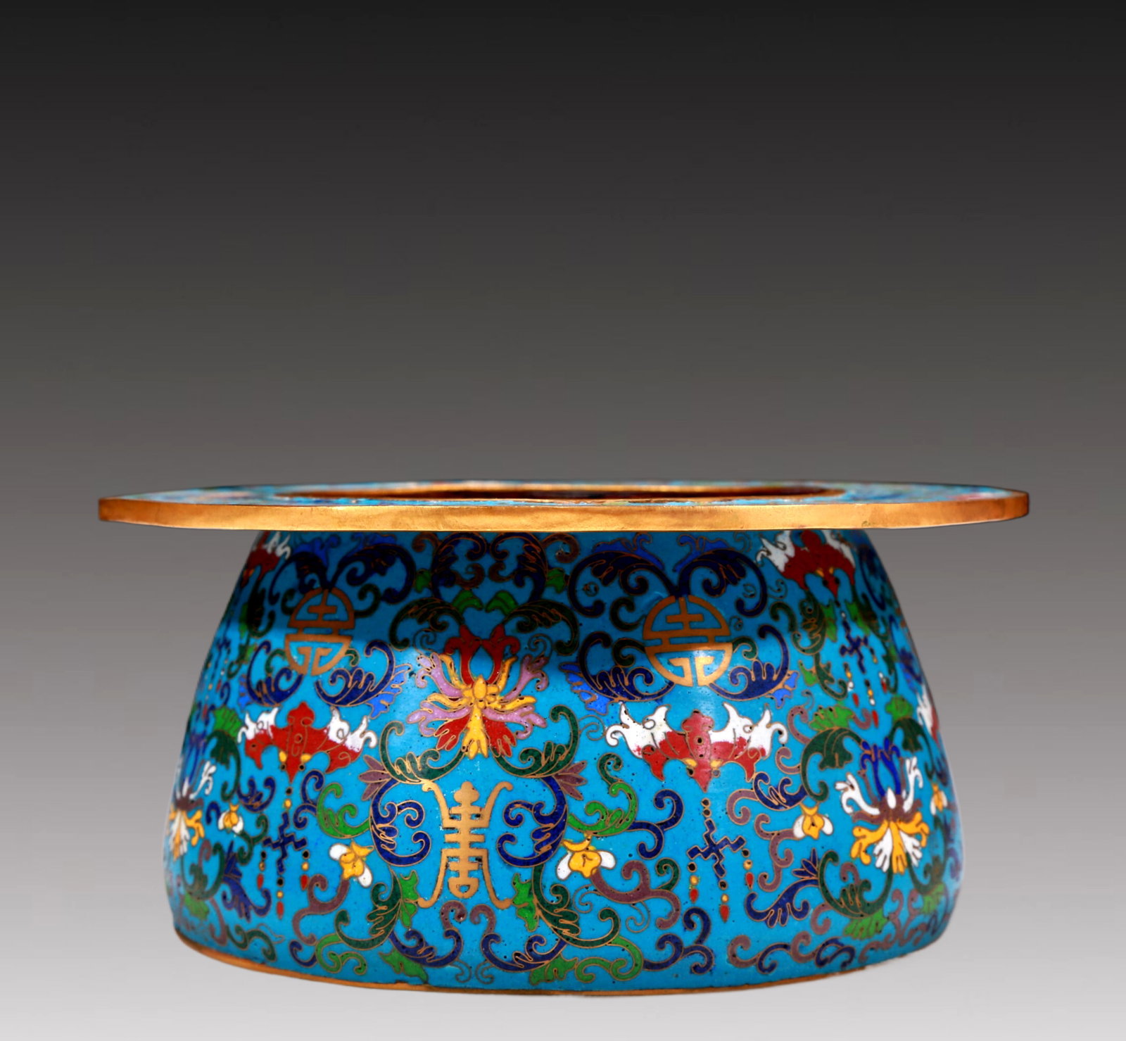 An Elaborate Cloisonne 'Scrolling Lotus& Bat' Jardiniere (1 of 5)