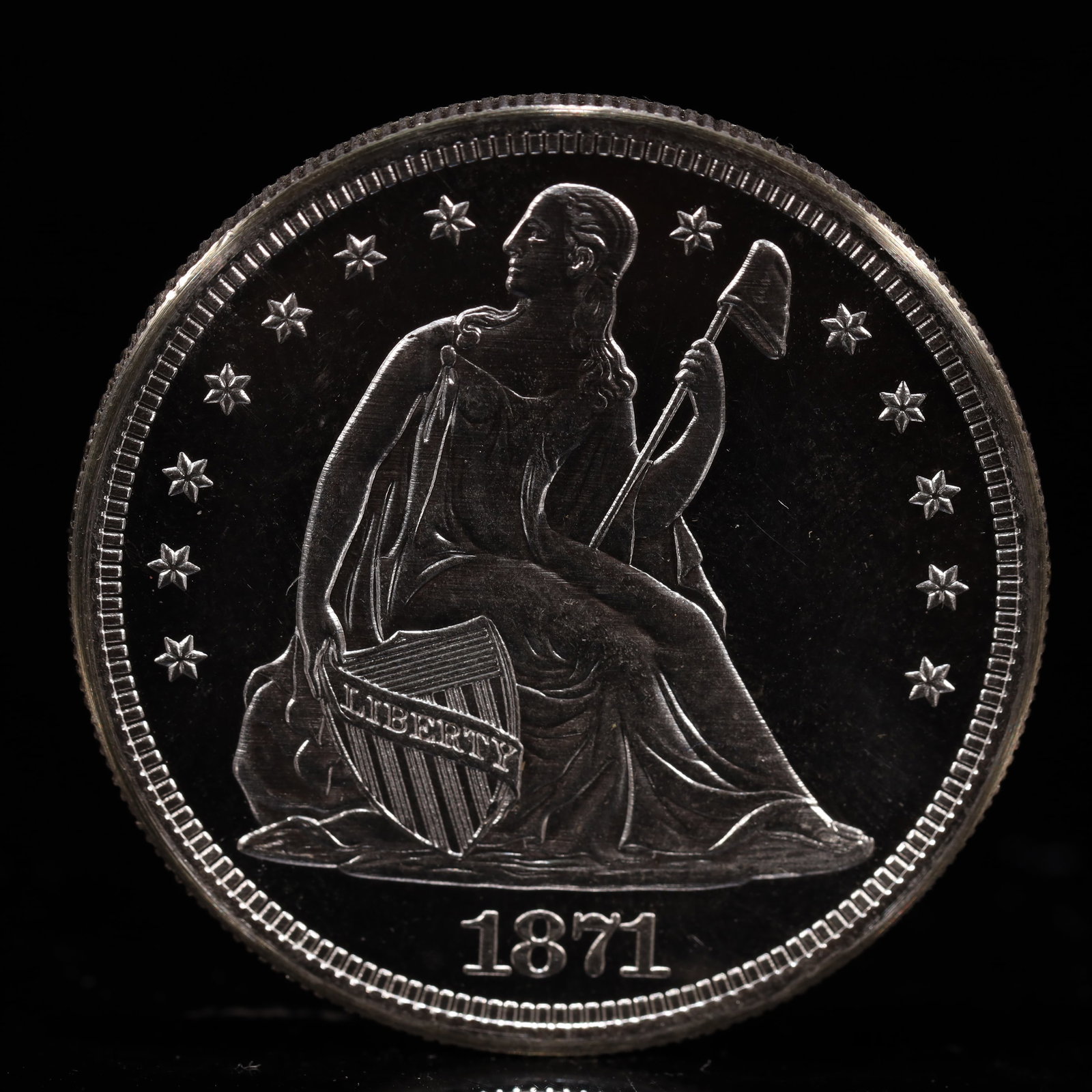 USA One Dollar 1871 Coin: American coin. IN GOD WE TRUST / LIBERTY / 1871 / UNITED STATES OF AMERICA / ONE DOL. Weight:26.9g.