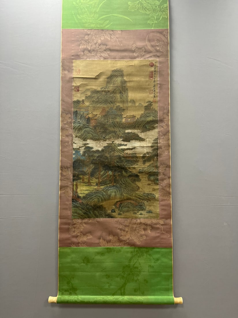 A Chinese Vertical Scroll Ink Painting of Landscape on Silk,Shi Tao (1 of 9)
