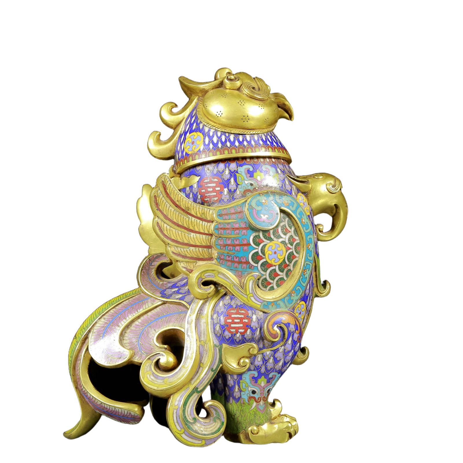 A Rare Cloisonne Phoenix Pattern Censer: A Rare Cloisonne Phoenix Pattern Censer,Qing Dynasty, China,Qianlong Four-character Mark,Size:7.9inx3.9inx11.8in,Weight:4940g 景泰蓝凤纹香炉，清&#