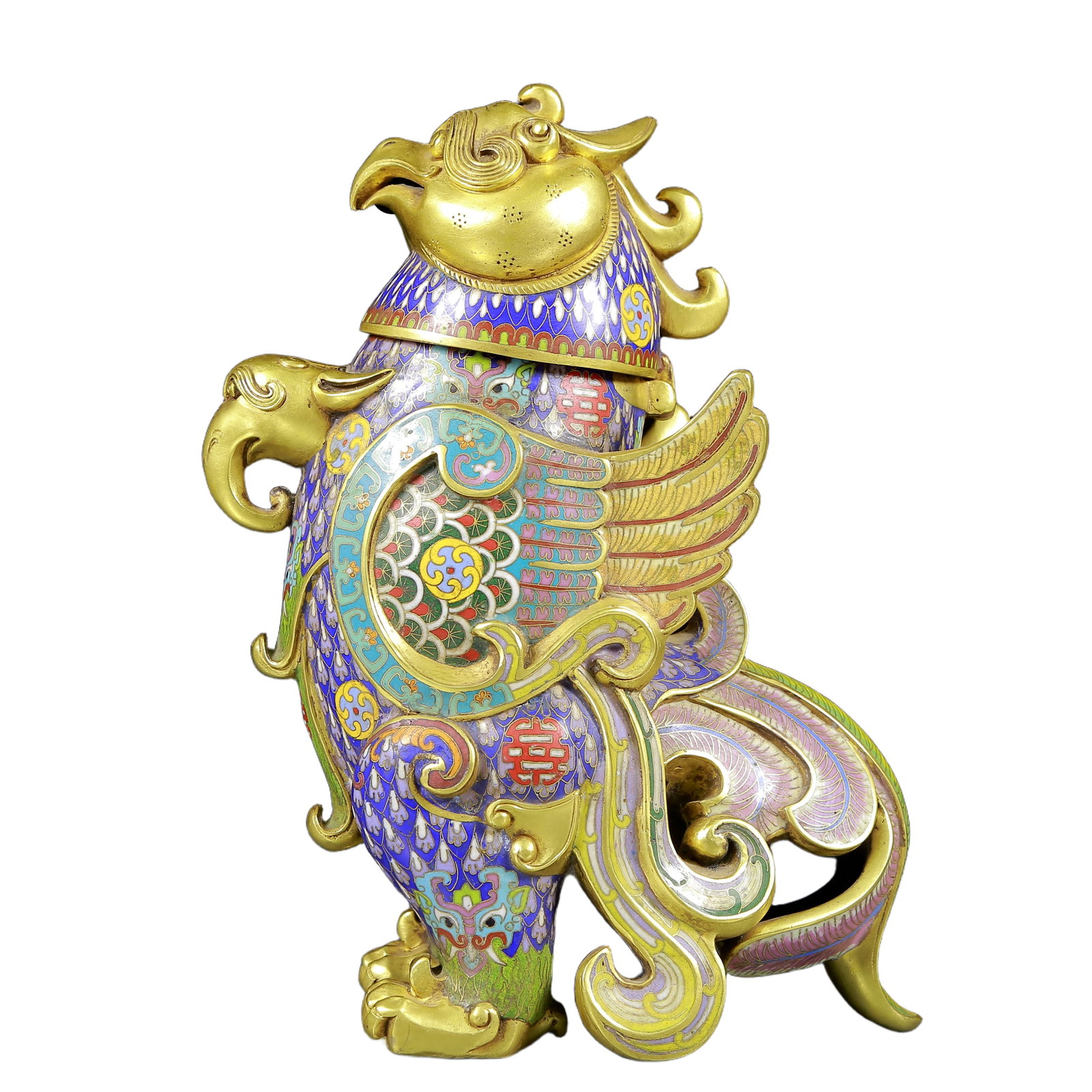 A Rare Cloisonne Phoenix Pattern Censer - 9
