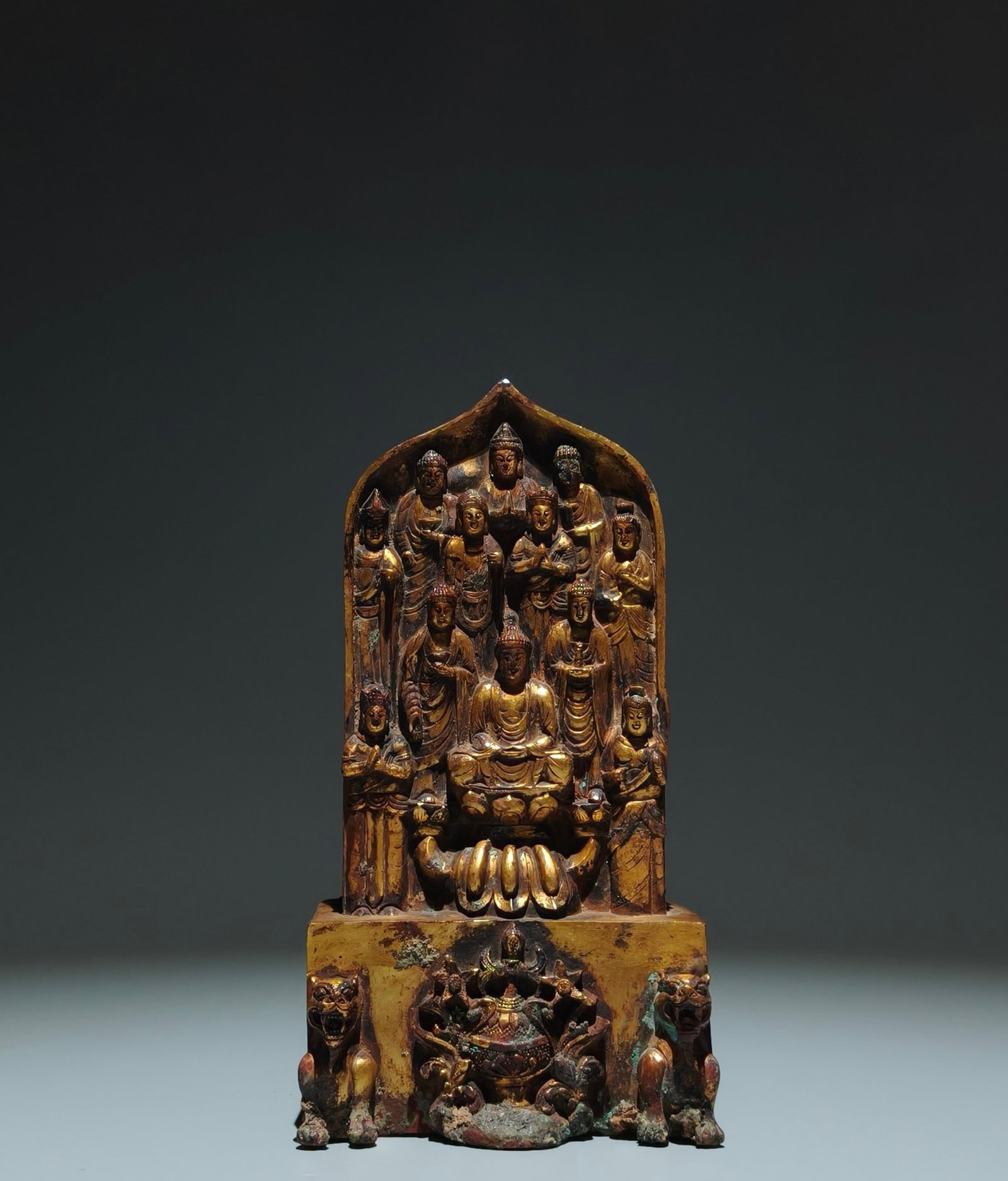 A Rare Gilt Bronze Buddha Statue,With Inscription: A Rare Gilt Bronze Buddha Statue,With Inscription,N.Wei,China,Size:8.7inx4.5inx3.3in 铜鎏金佛像,带铭文,中国北魏时期