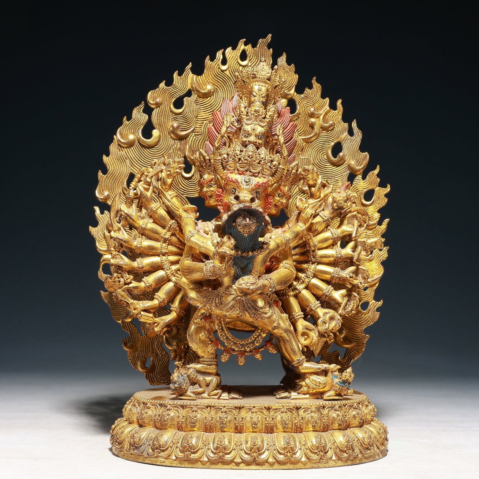 A Solemn Gilt Bronze Statue of Yamantaka (1 of 10)