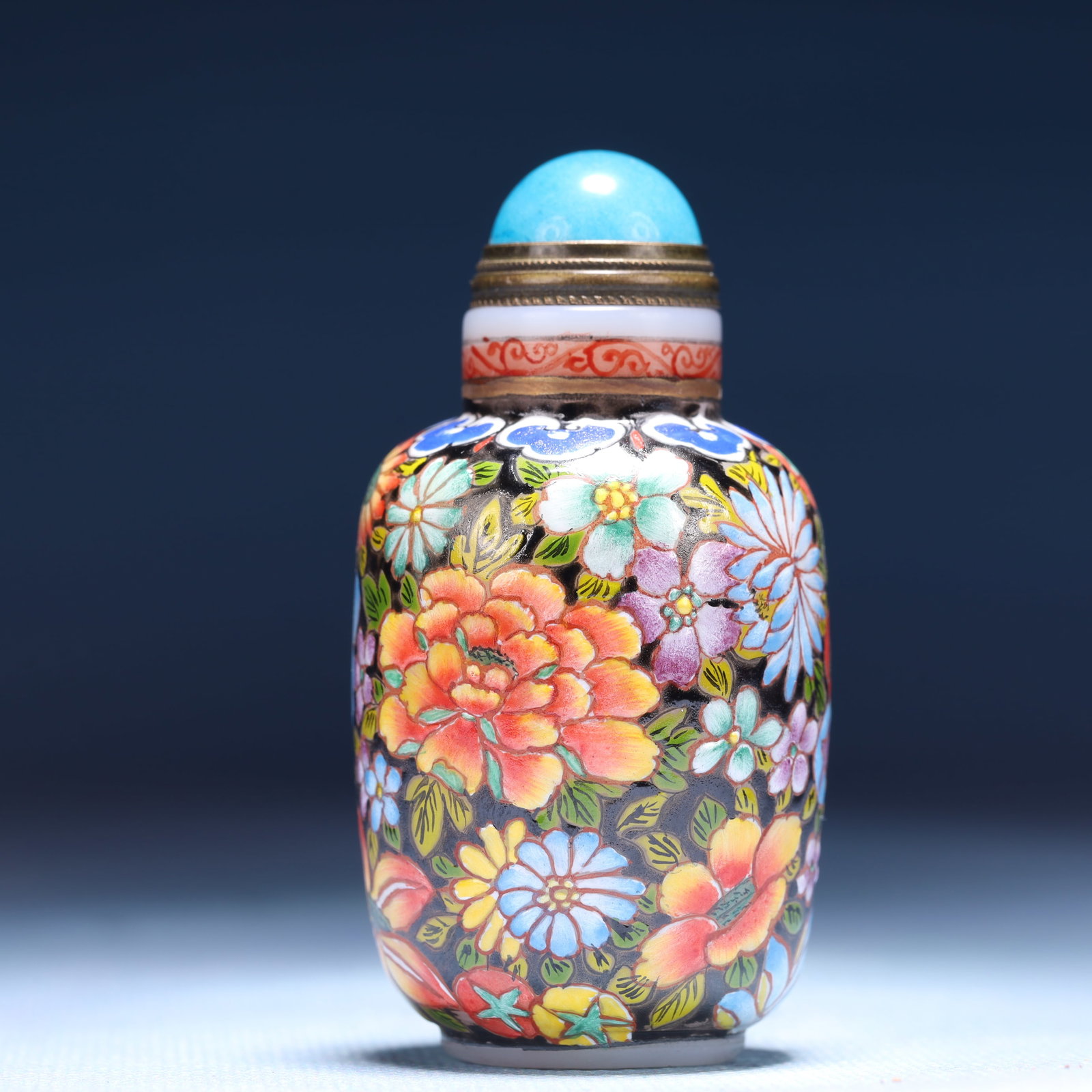An Exquisite Glass Flower Pattern Snuff Bottle - 4