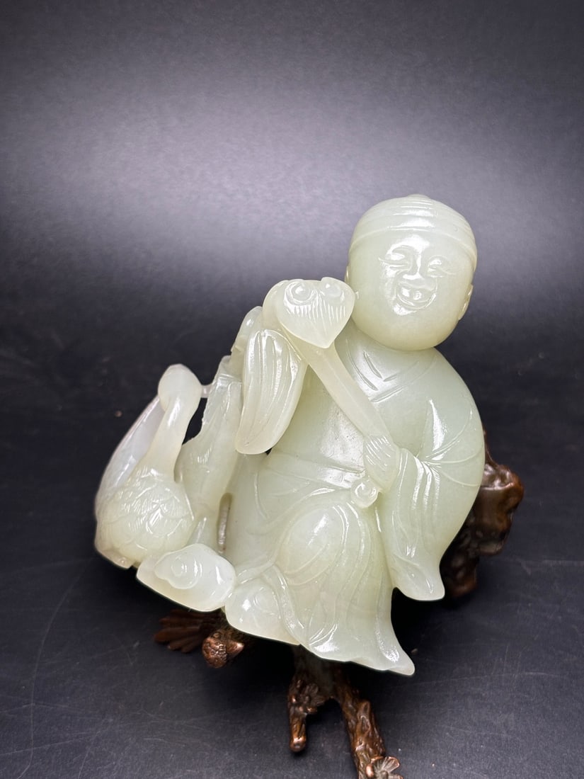 An Exquisite White Jade Figure Goose Ornament - 2