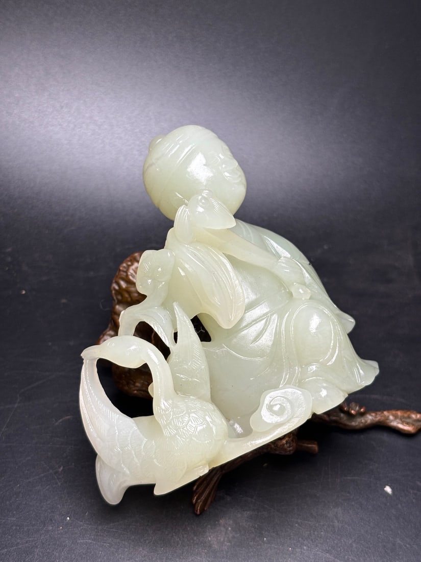 An Exquisite White Jade Figure Goose Ornament - 3