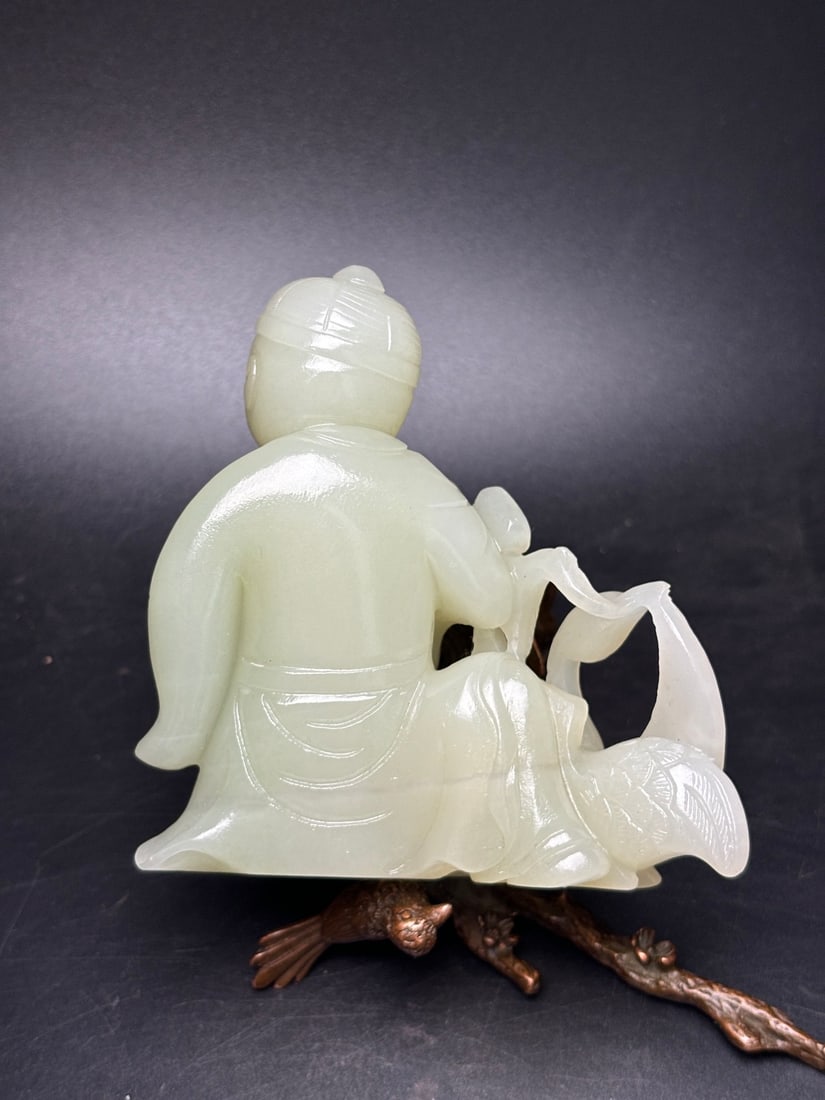 An Exquisite White Jade Figure Goose Ornament - 4