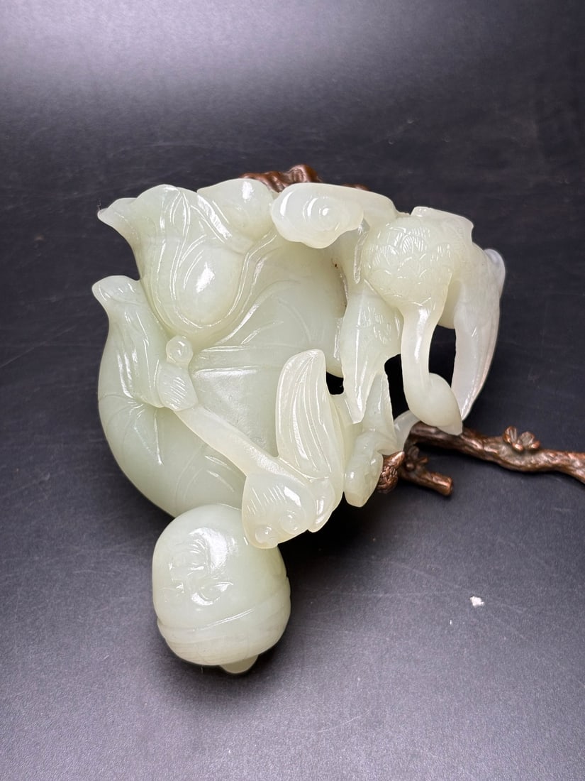 An Exquisite White Jade Figure Goose Ornament - 7