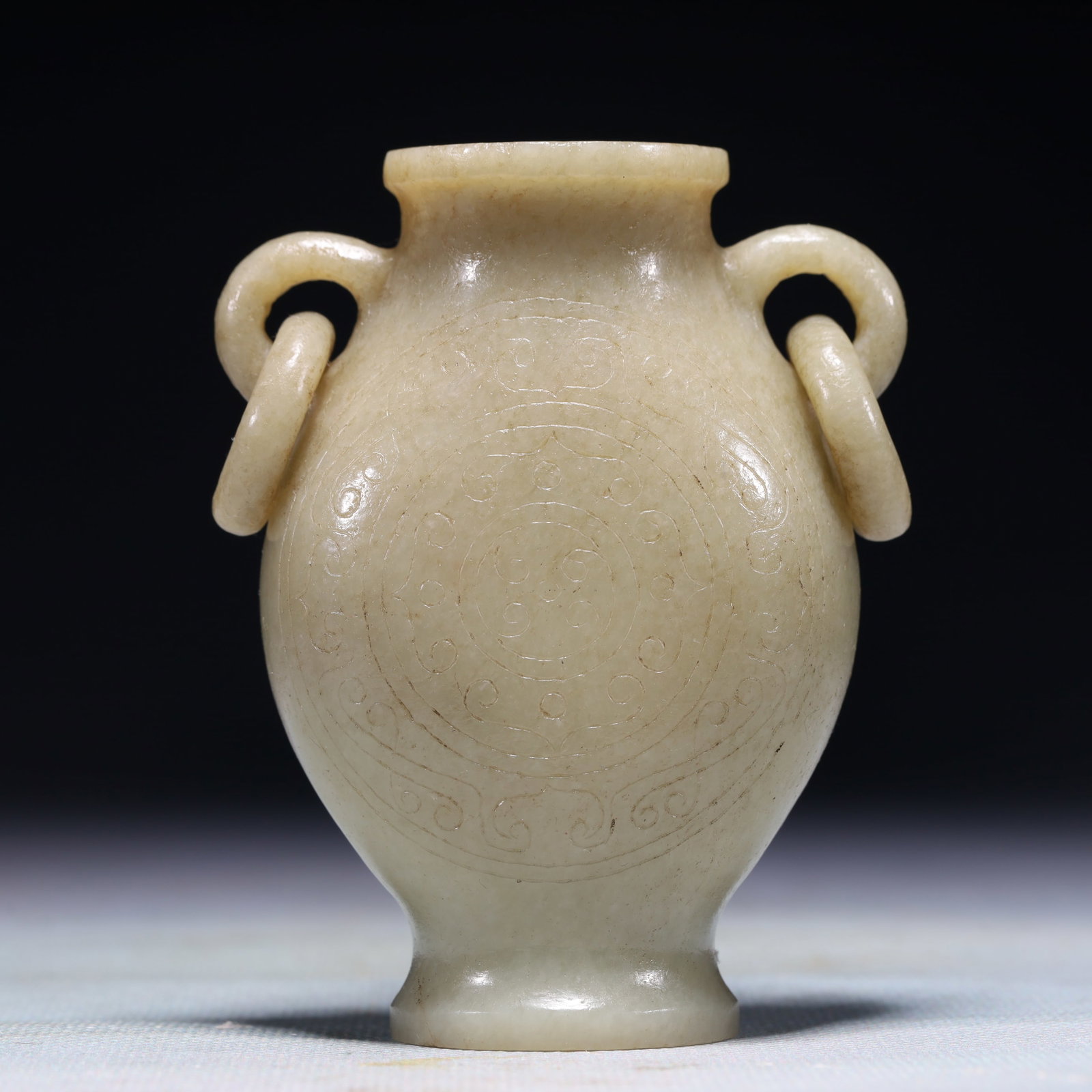 An Exquisite White Jade Double-Ears Vase
