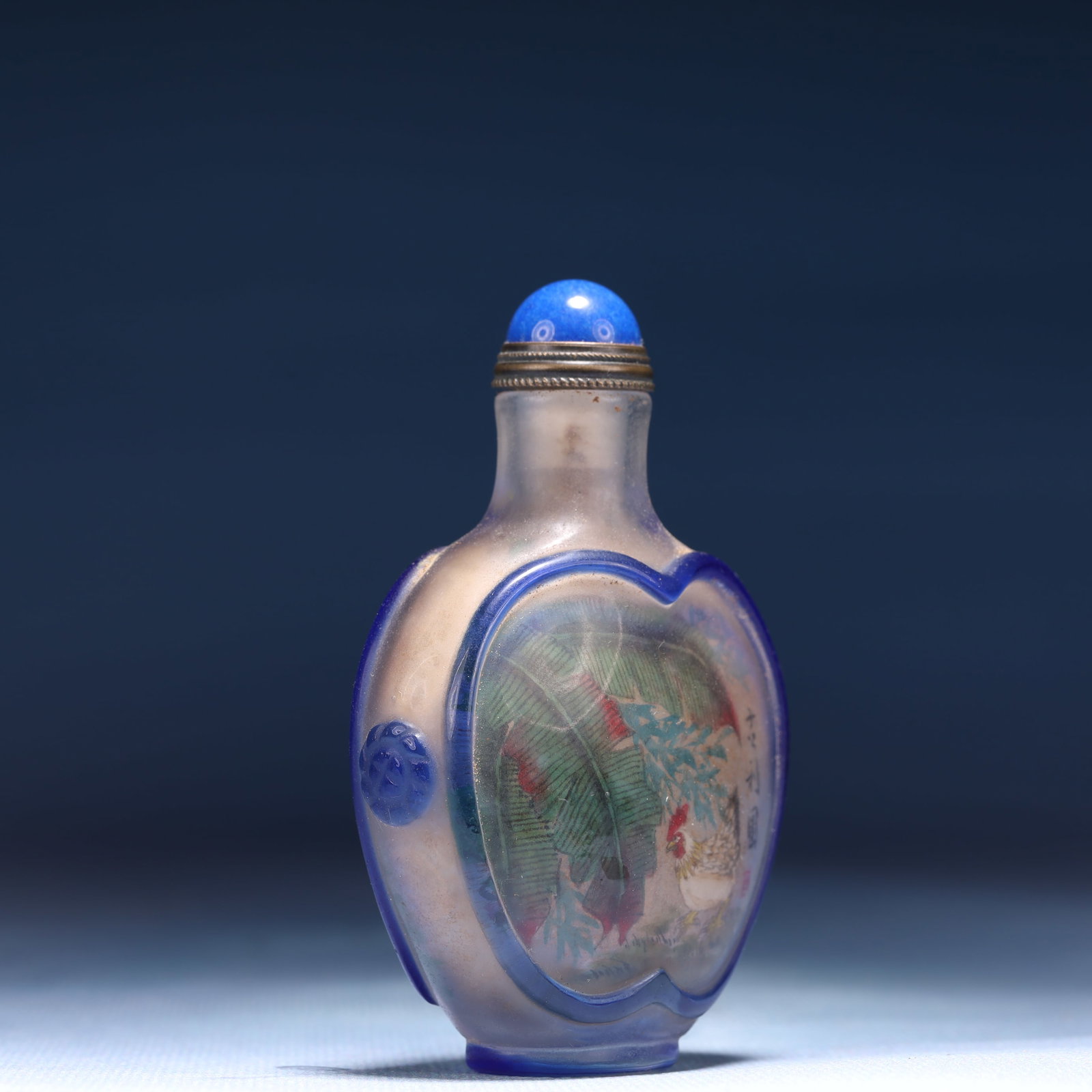 An Exquisite Glass Rooster Pattern Snuff Bottle - 4