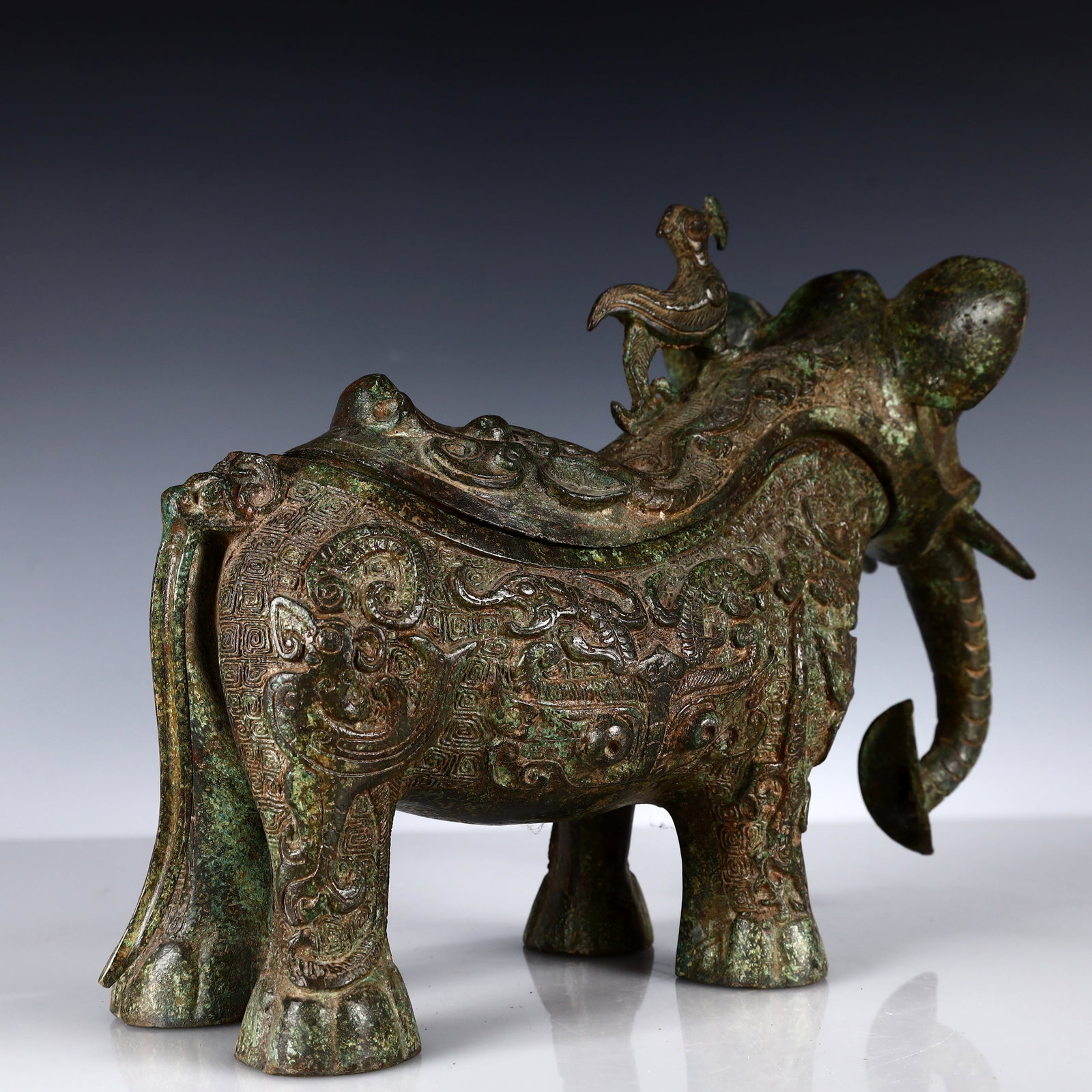 A Rare Bronze Elephant Cup - 13
