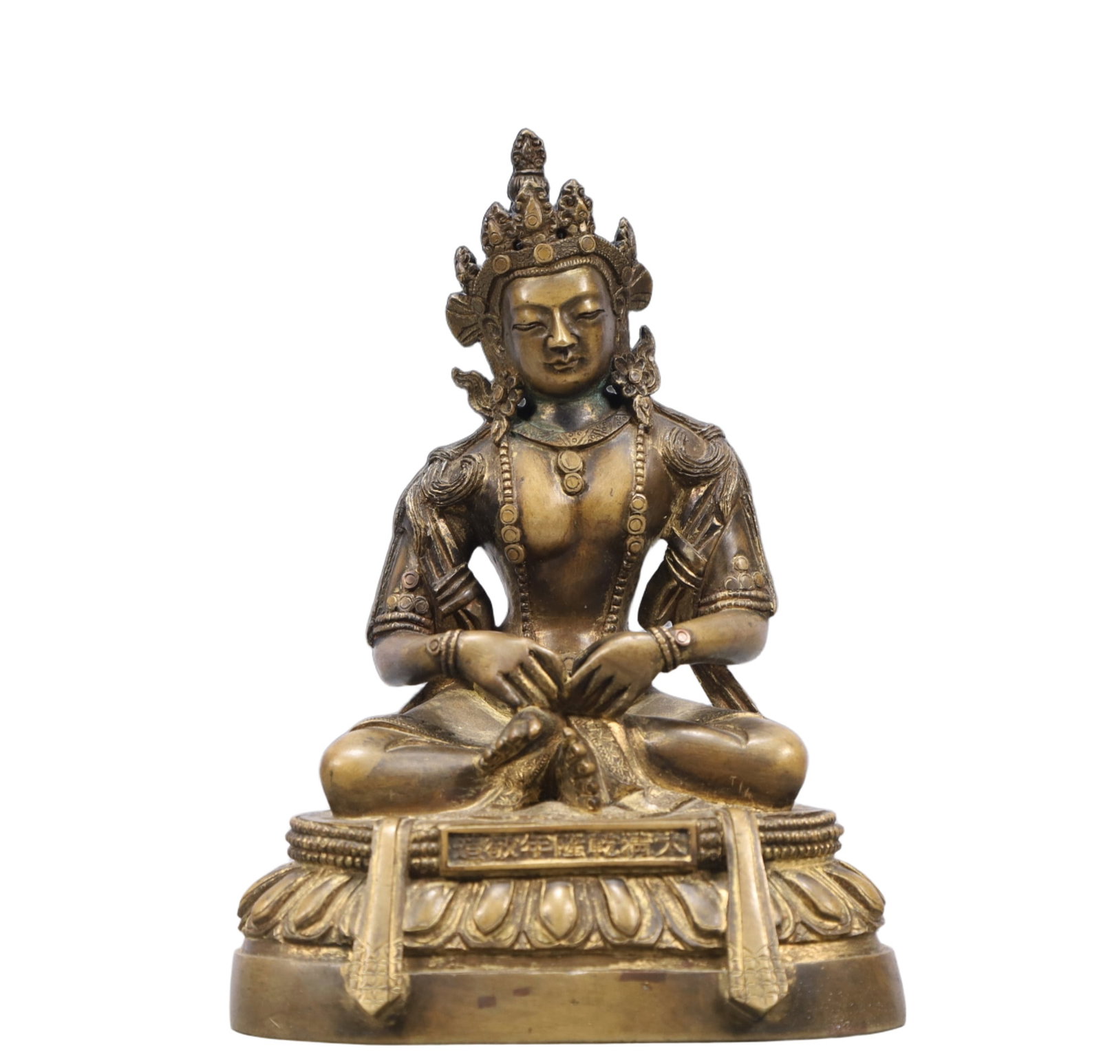 A Solemn Gilt Bronze Statue of Bodhisattva: A Solemn Gilt Bronze Statue of Bodhisattva ,Ming Dynasty, China,Size:4.7inx3.3inx6.3in Weight:1500g 铜鎏金菩萨像,中国明代
