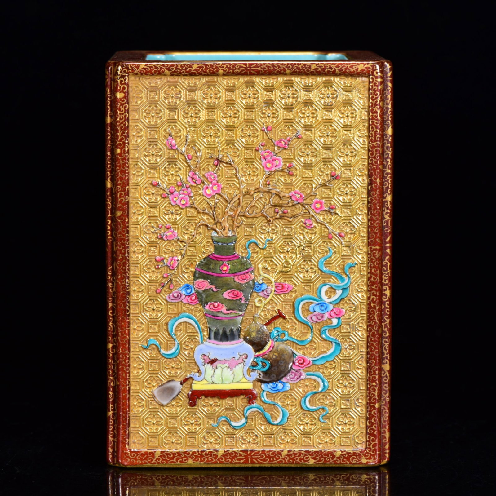 An Exquisite Enamel Gilt Flower Pattern Brush Pot - 3