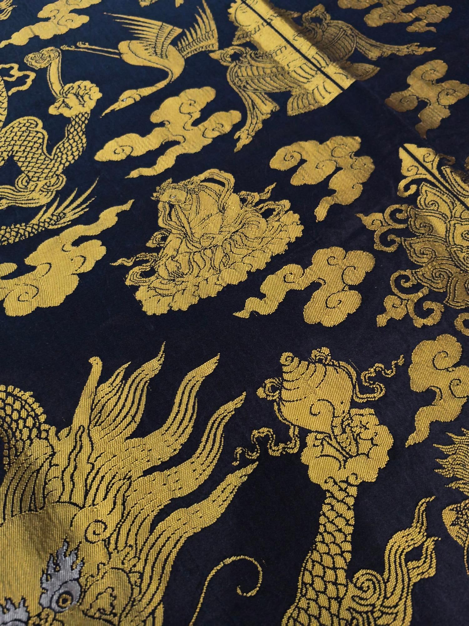 A Rare Dragon and Eight Treasures Pattern Brocade - 2