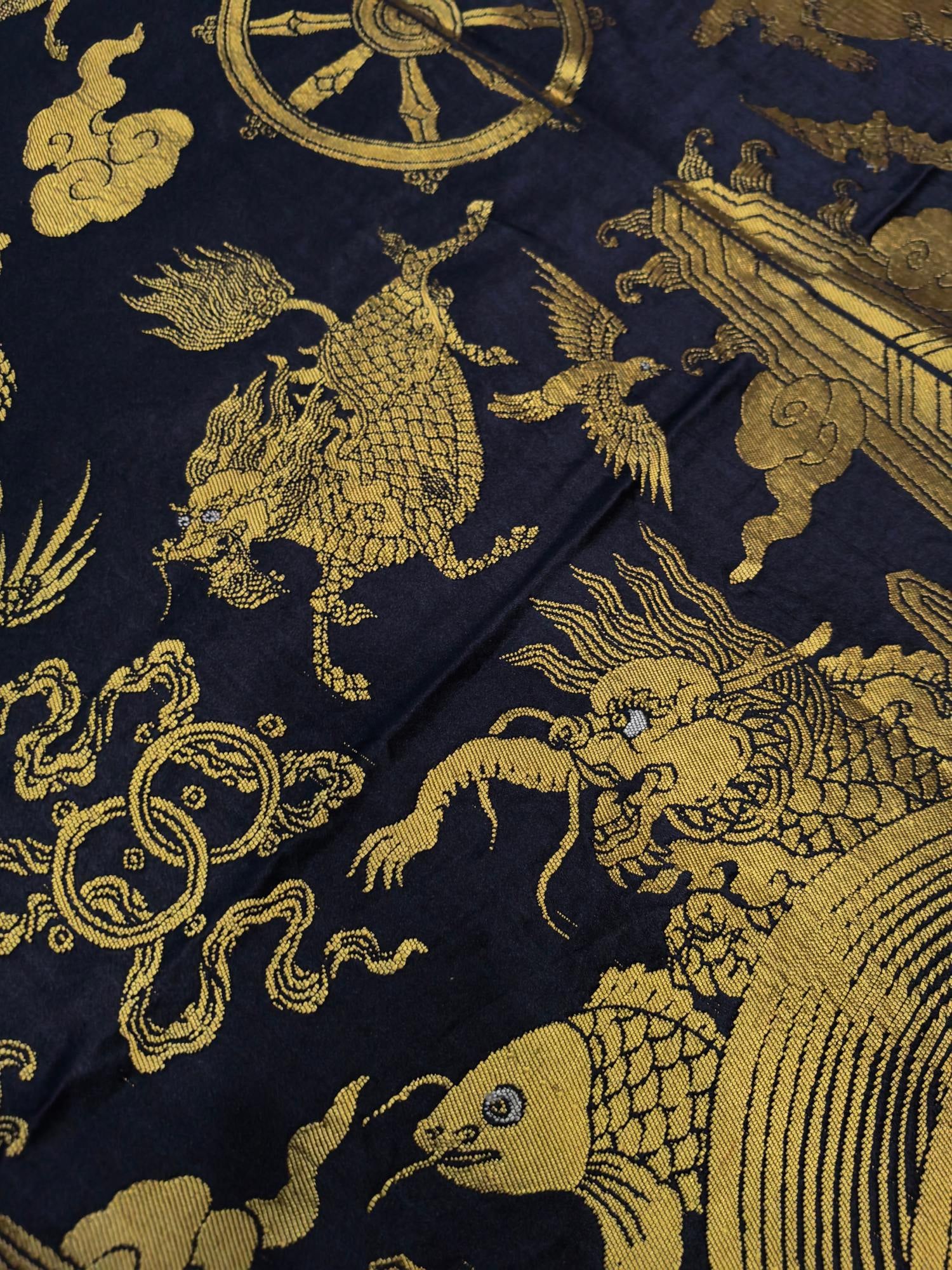 A Rare Dragon and Eight Treasures Pattern Brocade - 3
