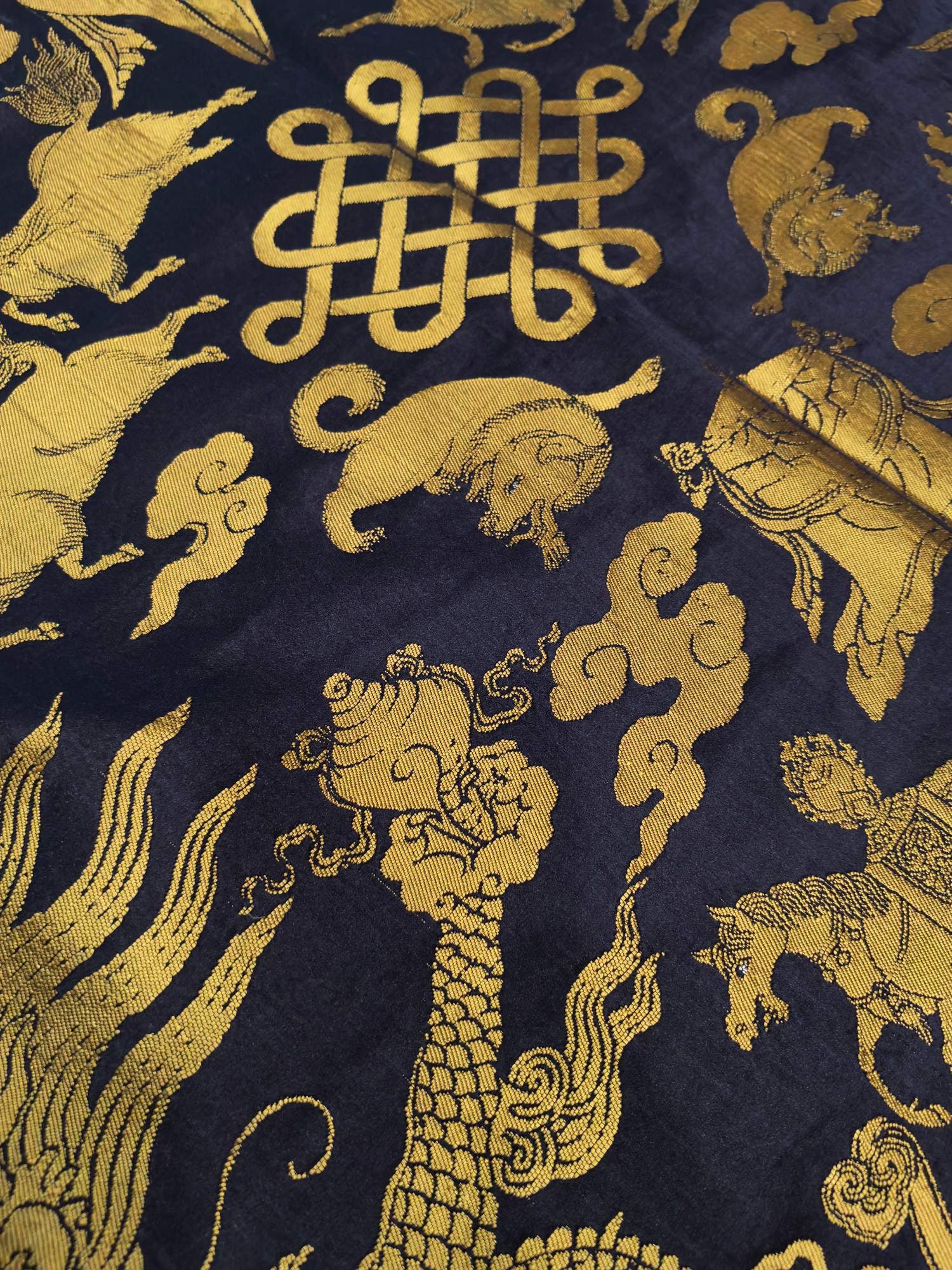 A Rare Dragon and Eight Treasures Pattern Brocade - 4