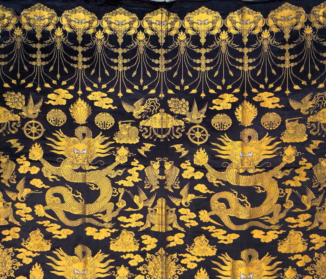 A Rare Dragon and Eight Treasures Pattern Brocade - 8
