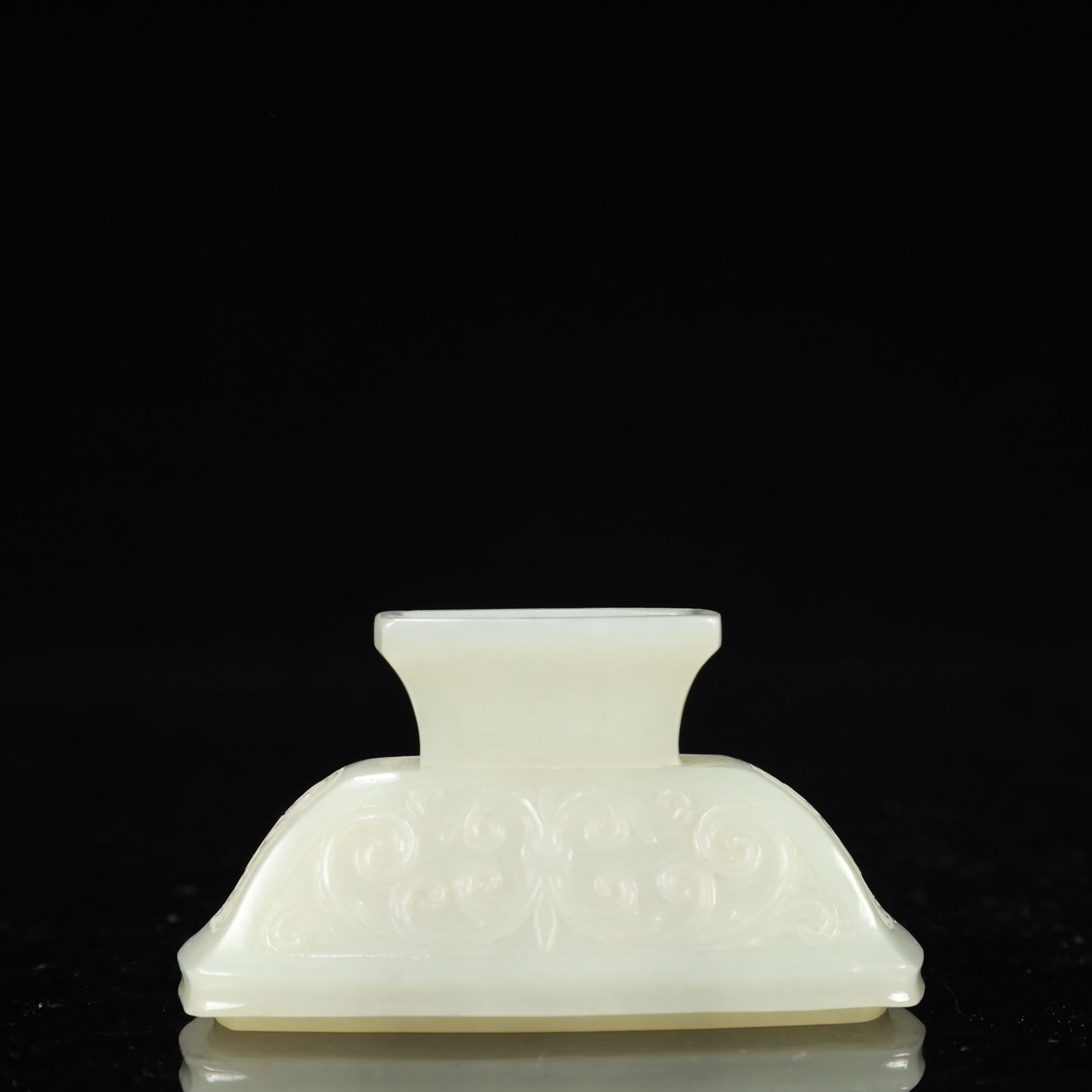 An Exquisite White Jade Flower Pattern Double-Ears Bottle - 10