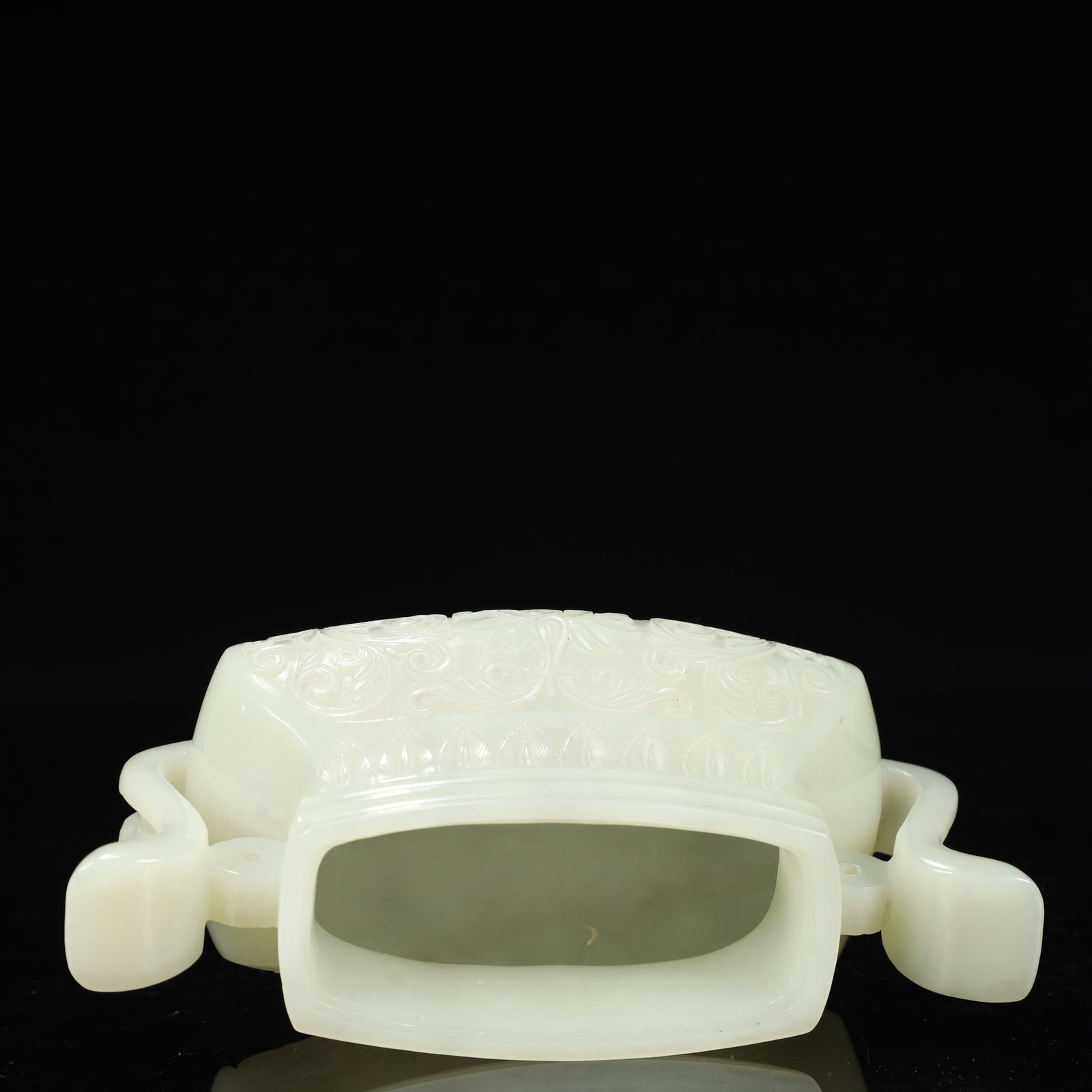 An Exquisite White Jade Flower Pattern Double-Ears Bottle - 11