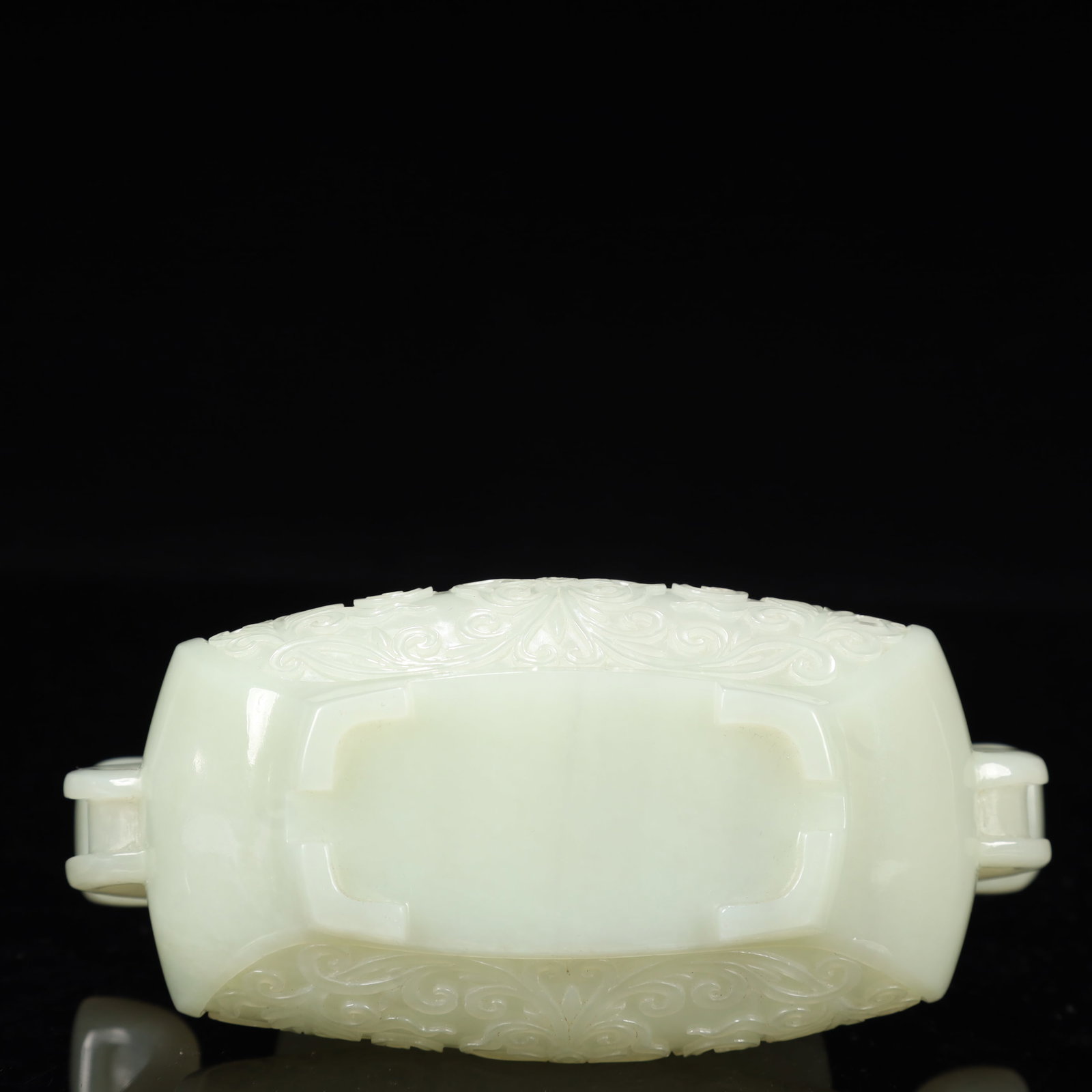 An Exquisite White Jade Flower Pattern Double-Ears Bottle - 12