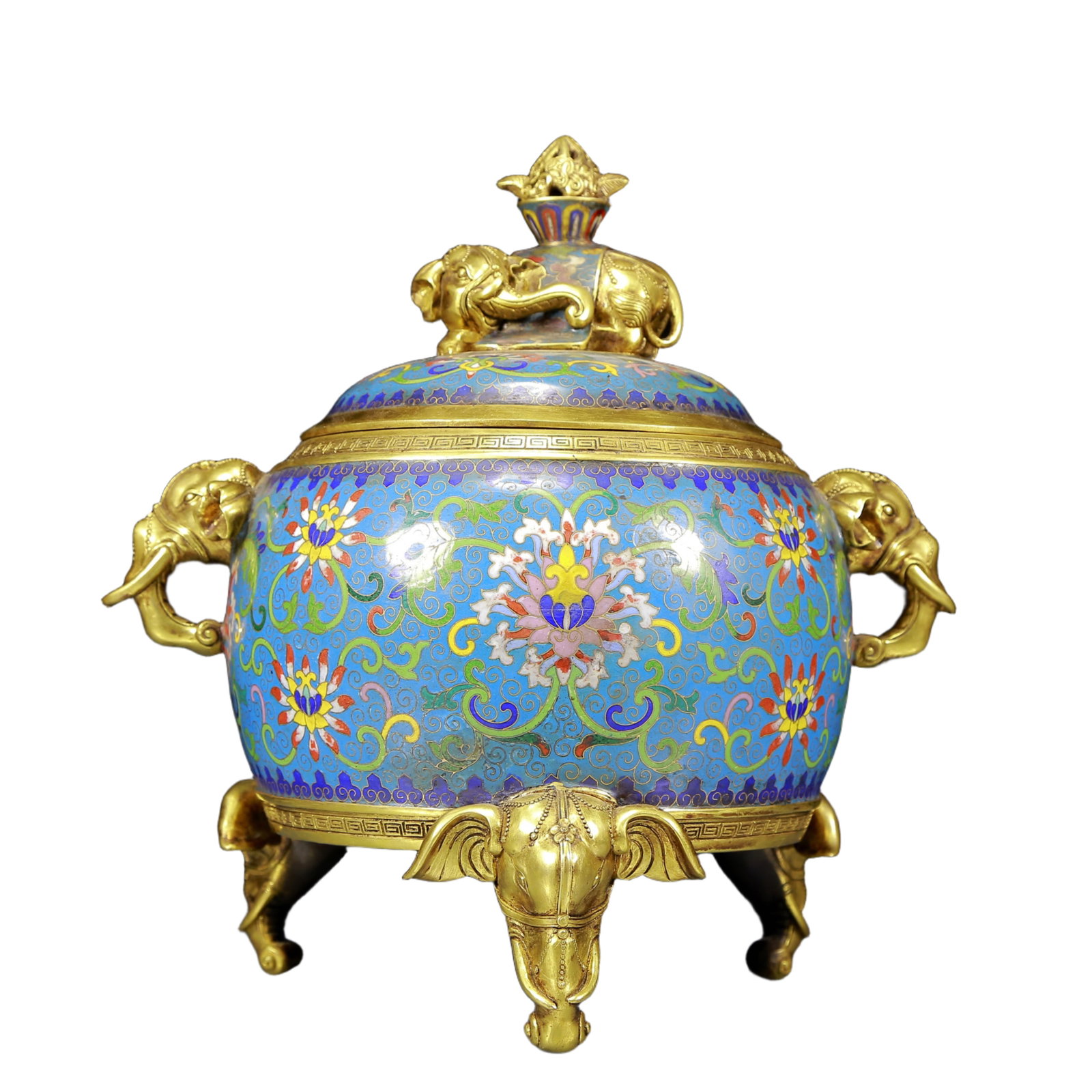 A Rare Cloisonne Lotus Pattern Elephant-Ears Tripod Censer (1 of 11)