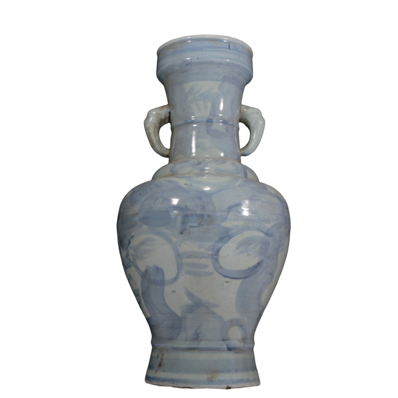 An Elaborate Blue And White 'Flower' Vase: An Elaborate Blue And White 'Flower' Vase. Ancient South Korea, Gaoli Period. Size:9.8inx19.3in. Weight:6125g. 高丽时期 青花花卉纹双耳