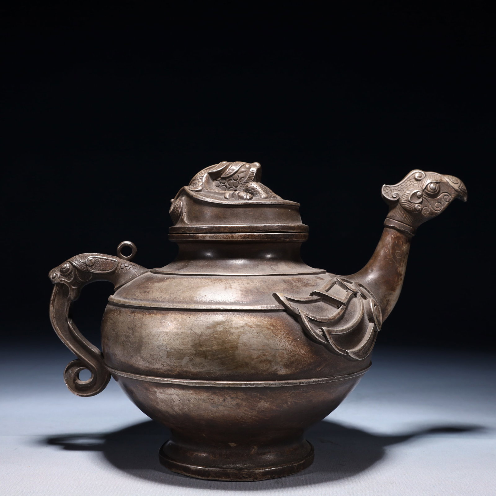 An Exquisite Silver-plated Bronze Phoenix Teapot (1 of 13)