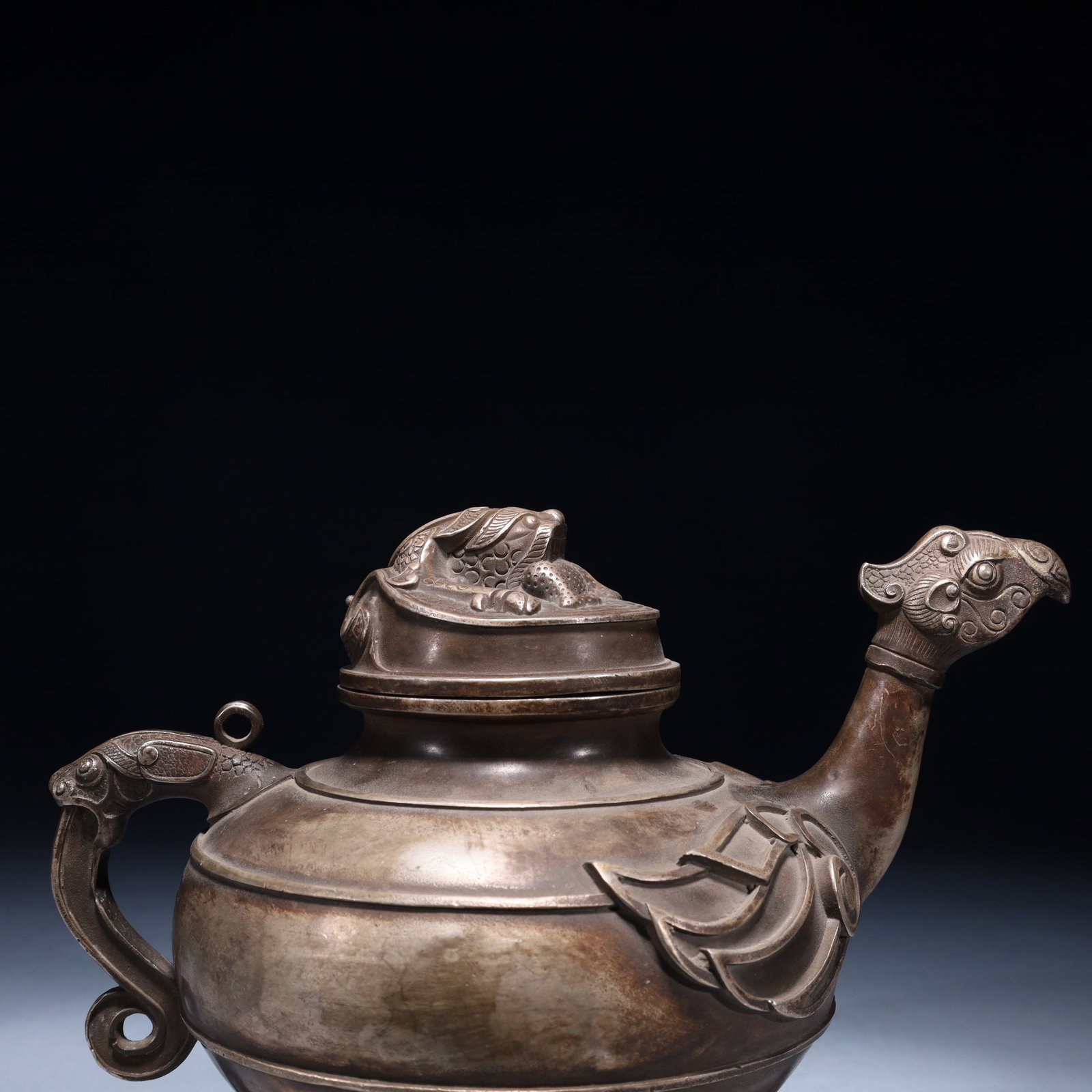 An Exquisite Silver-plated Bronze Phoenix Teapot - 2